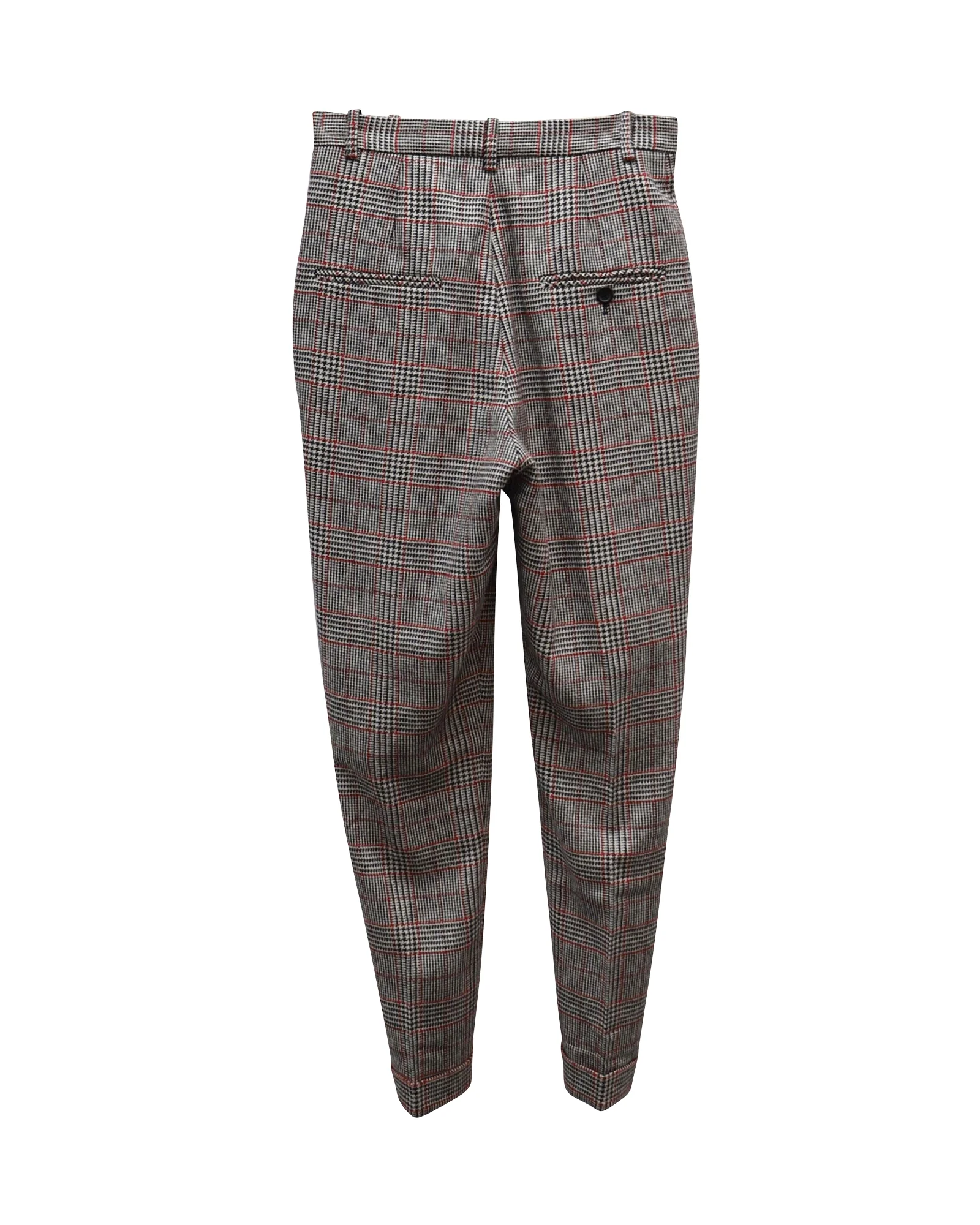 Women's Isabel Marant High Rise Checked Pants in Beige Polyester - Image 2