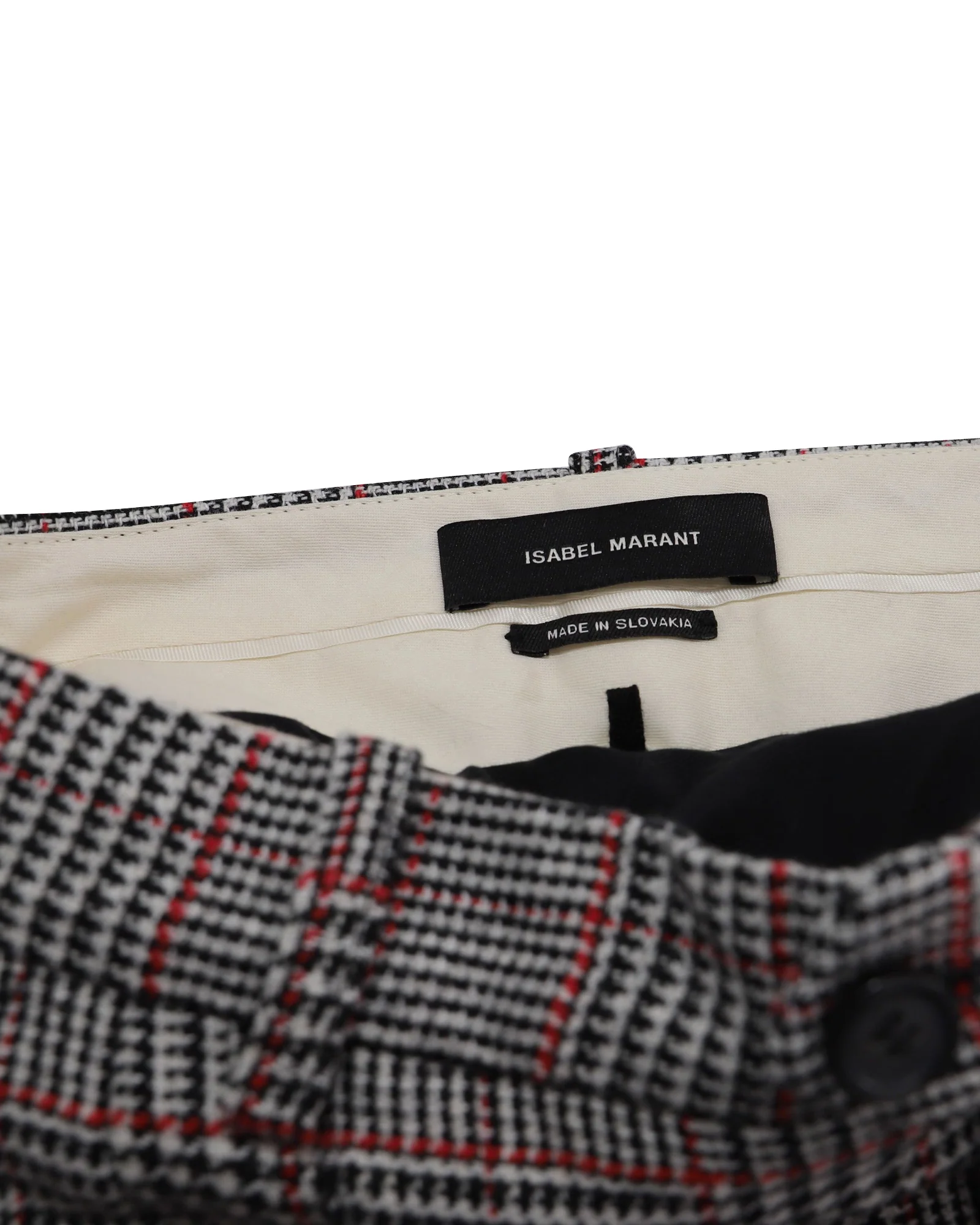 Women's Isabel Marant High Rise Checked Pants in Beige Polyester - Image 3