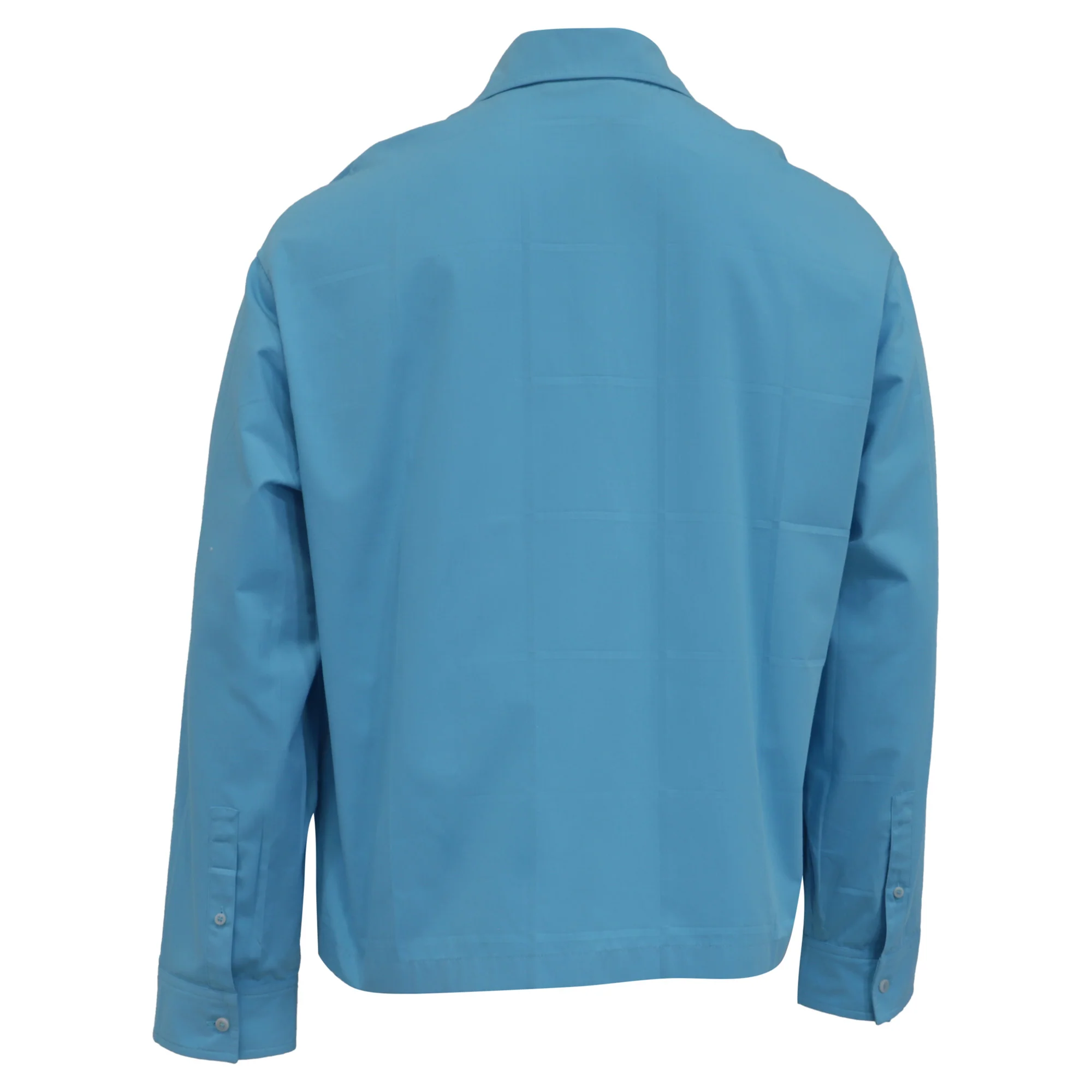 Men's Jacquemus La Casa Button-Down Cropped Shirt in Blue Polyester - Image 4