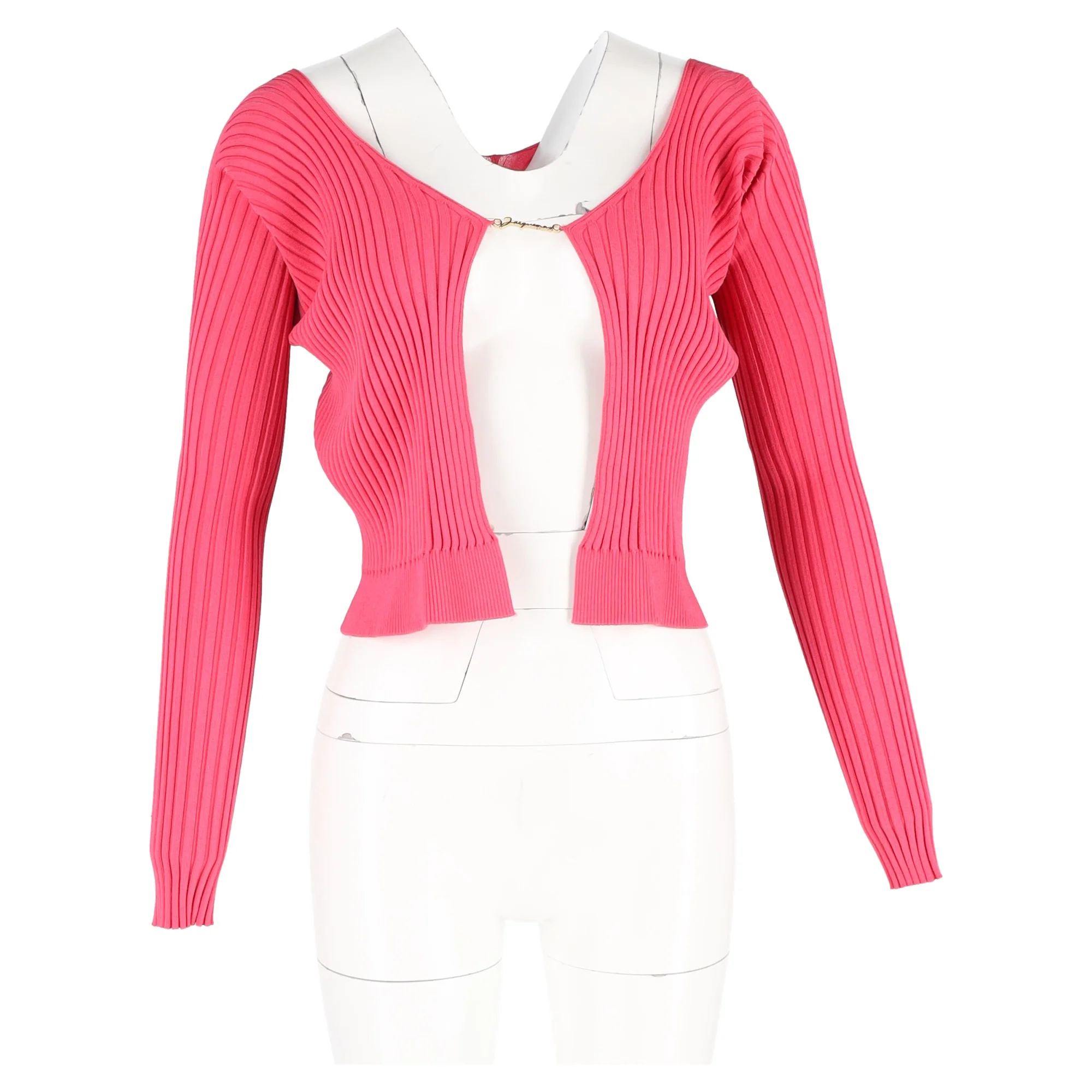 Women's Jacquemus La Maille Pralu Cropped Cardigan in Pink Viscose - Image 4