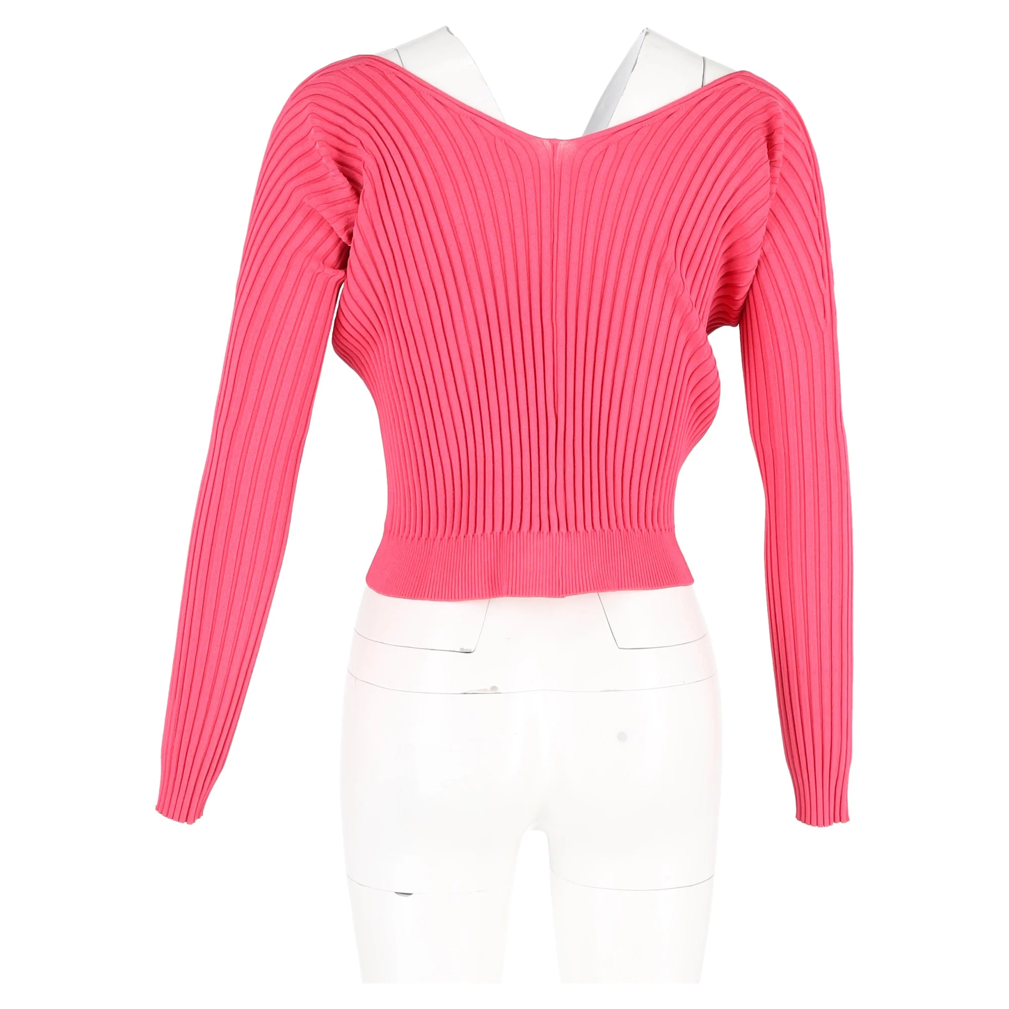 Women's Jacquemus La Maille Pralu Cropped Cardigan in Pink Viscose - Image 6