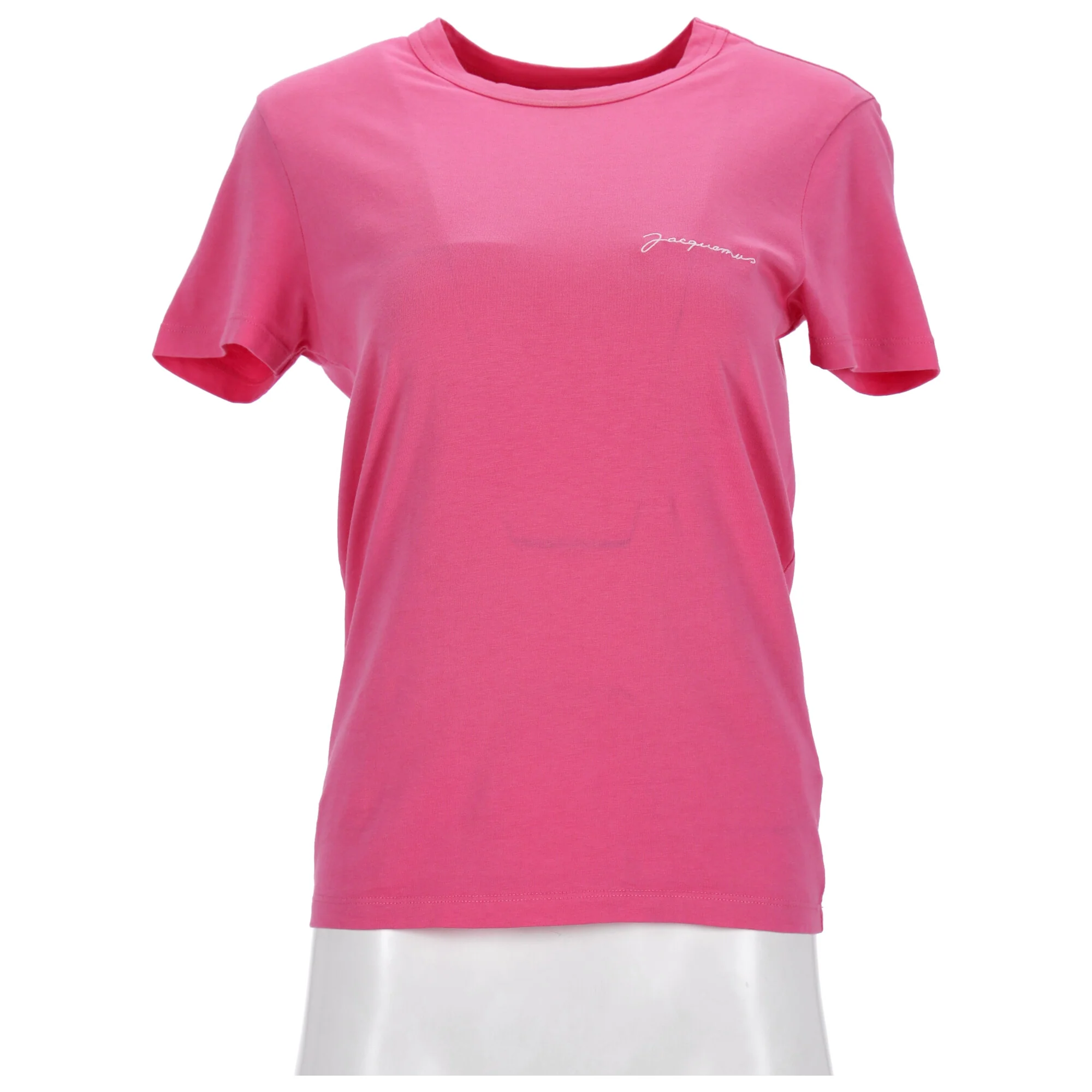 Women's Jacquemus Logo-Embroidered Crewneck T-Shirt in Pink Cotton - Image 6