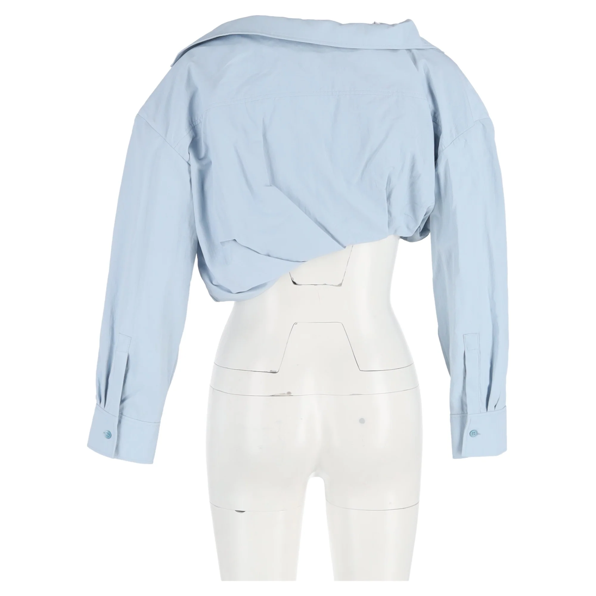 Women's Jacquemus Mejean Cropped Poplin Shirt in Light Blue Cotton - Image 6