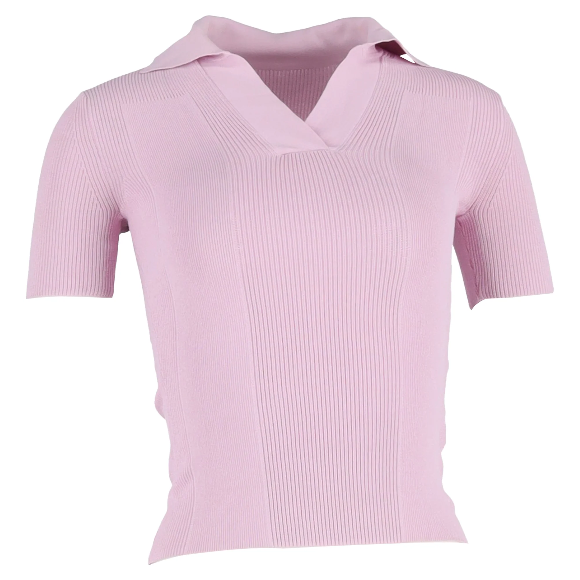 Women's Jacquemus Open-Back Polo Sweater in Pink Viscose