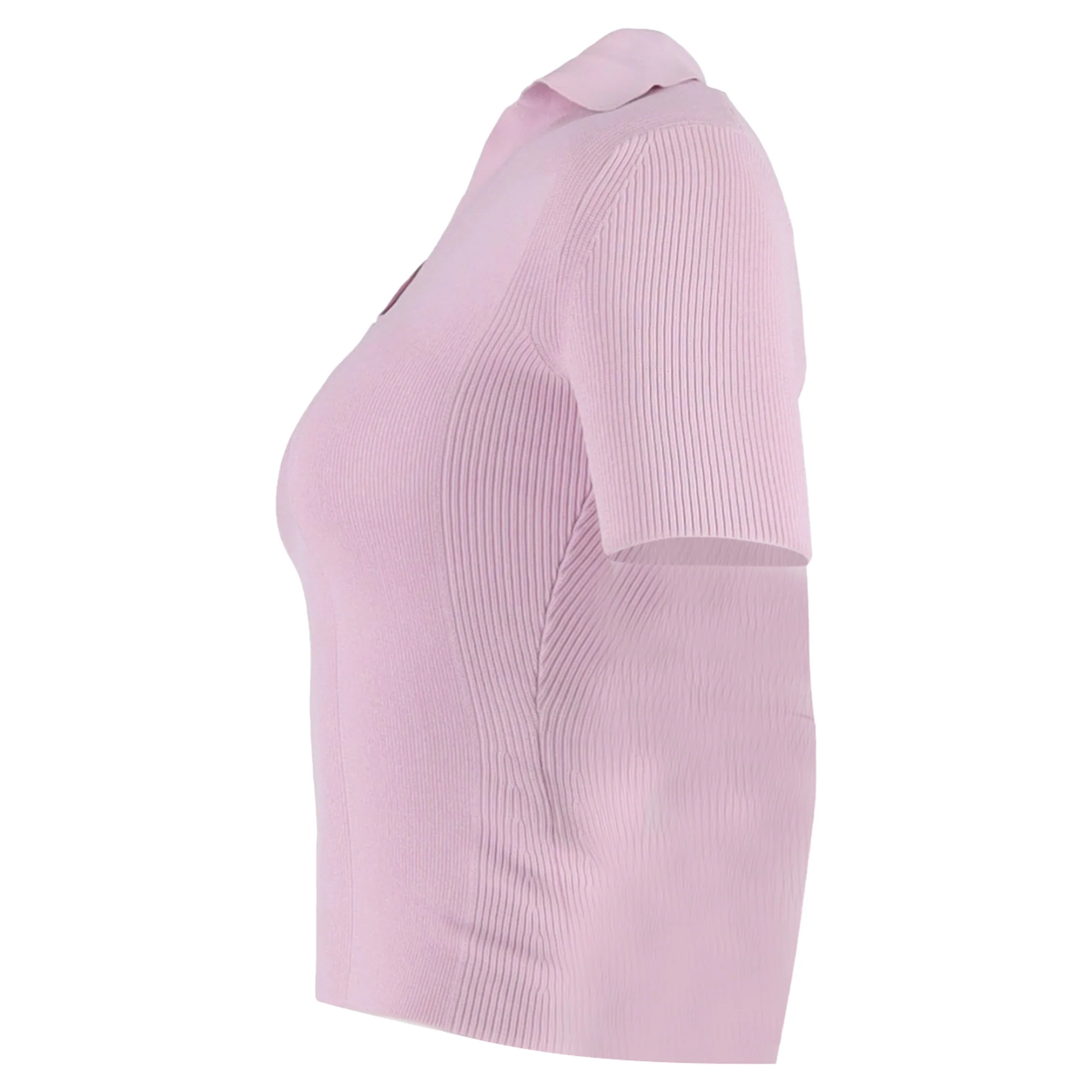 Women's Jacquemus Open-Back Polo Sweater in Pink Viscose - Image 2