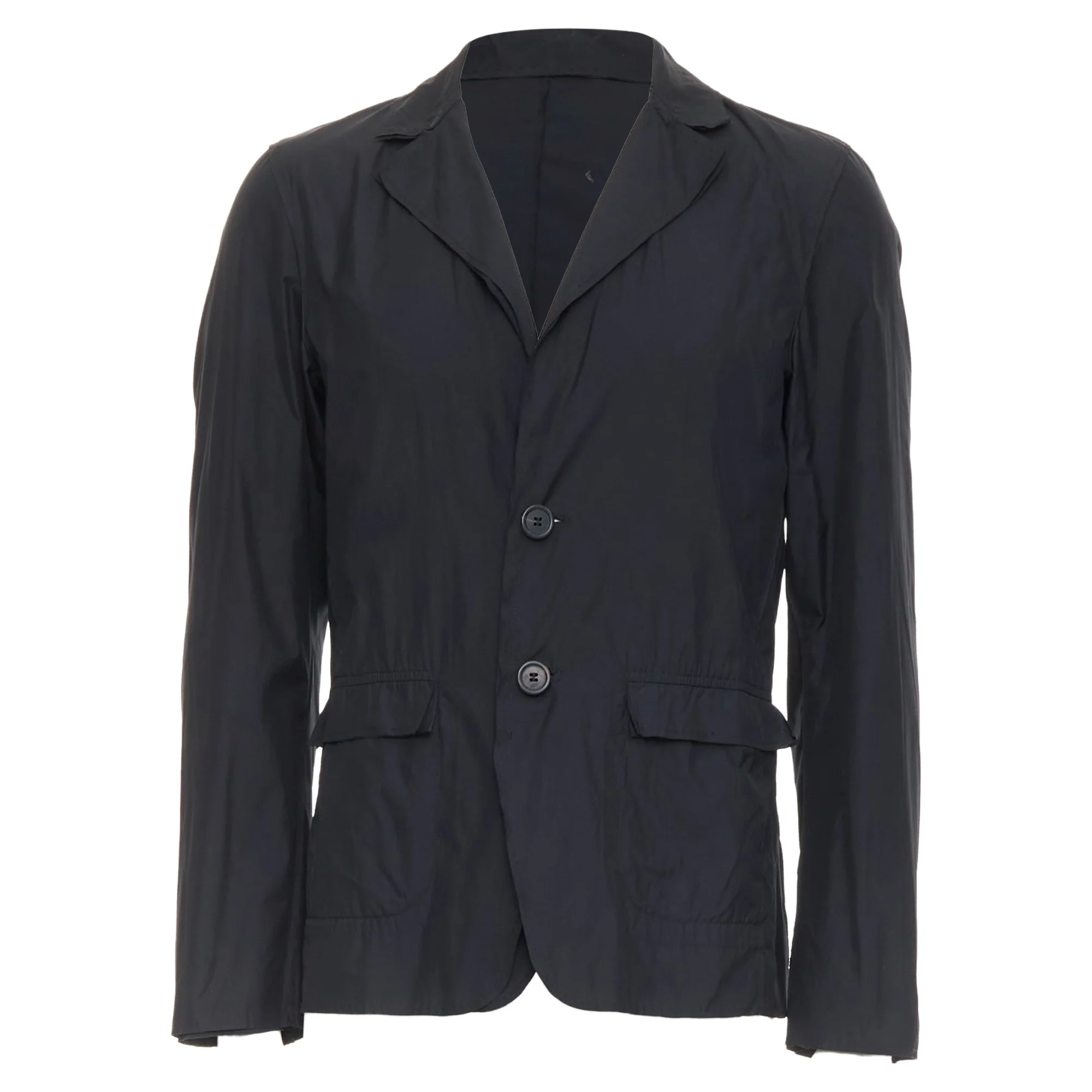 Men's LANVIN black light double layer fabric raw edges blazer jacket FR44 XS