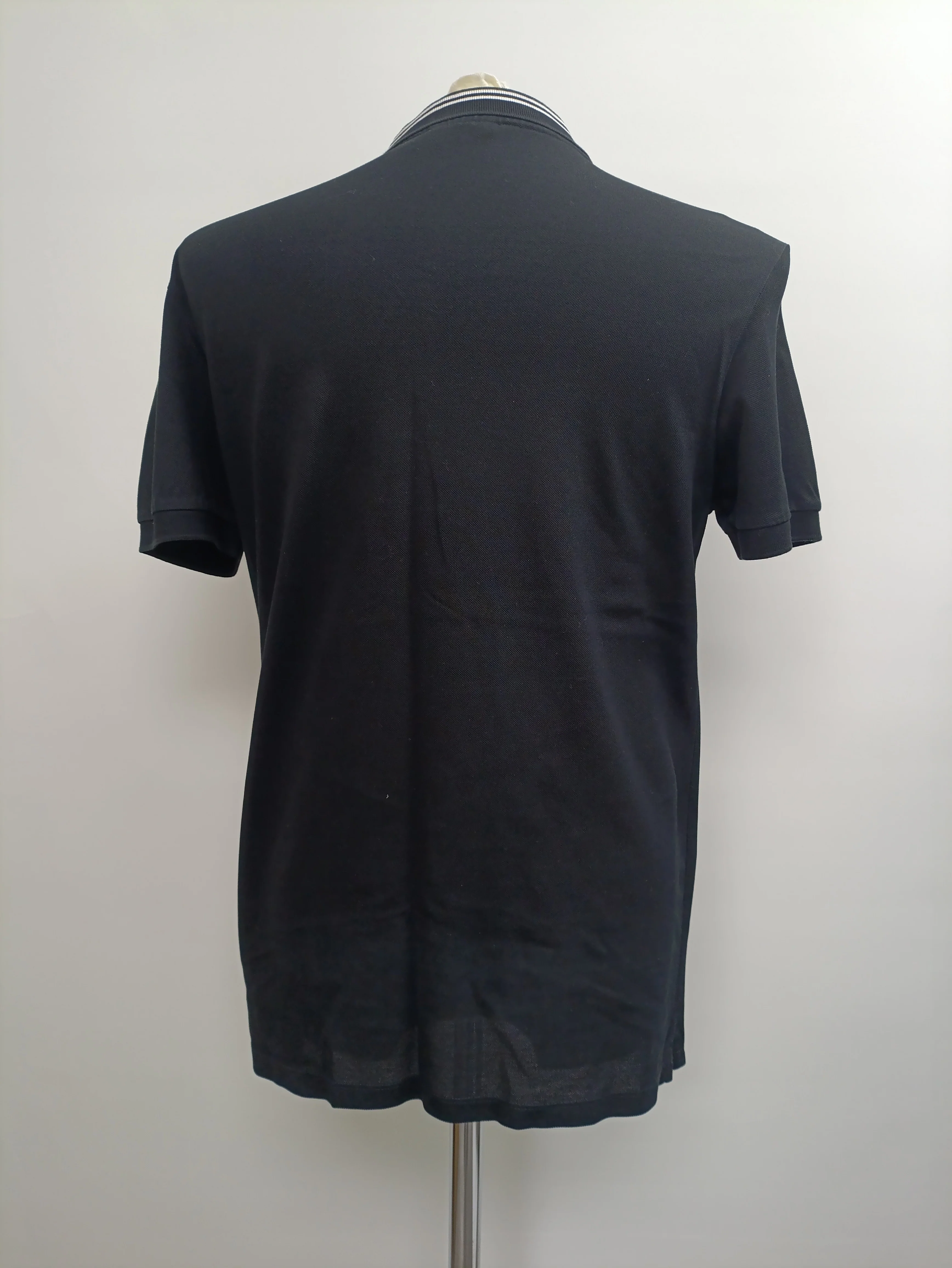 Men's Lanvin Striped Collar Short Sleeve Polo Shirt in Black Cotton - Image 8