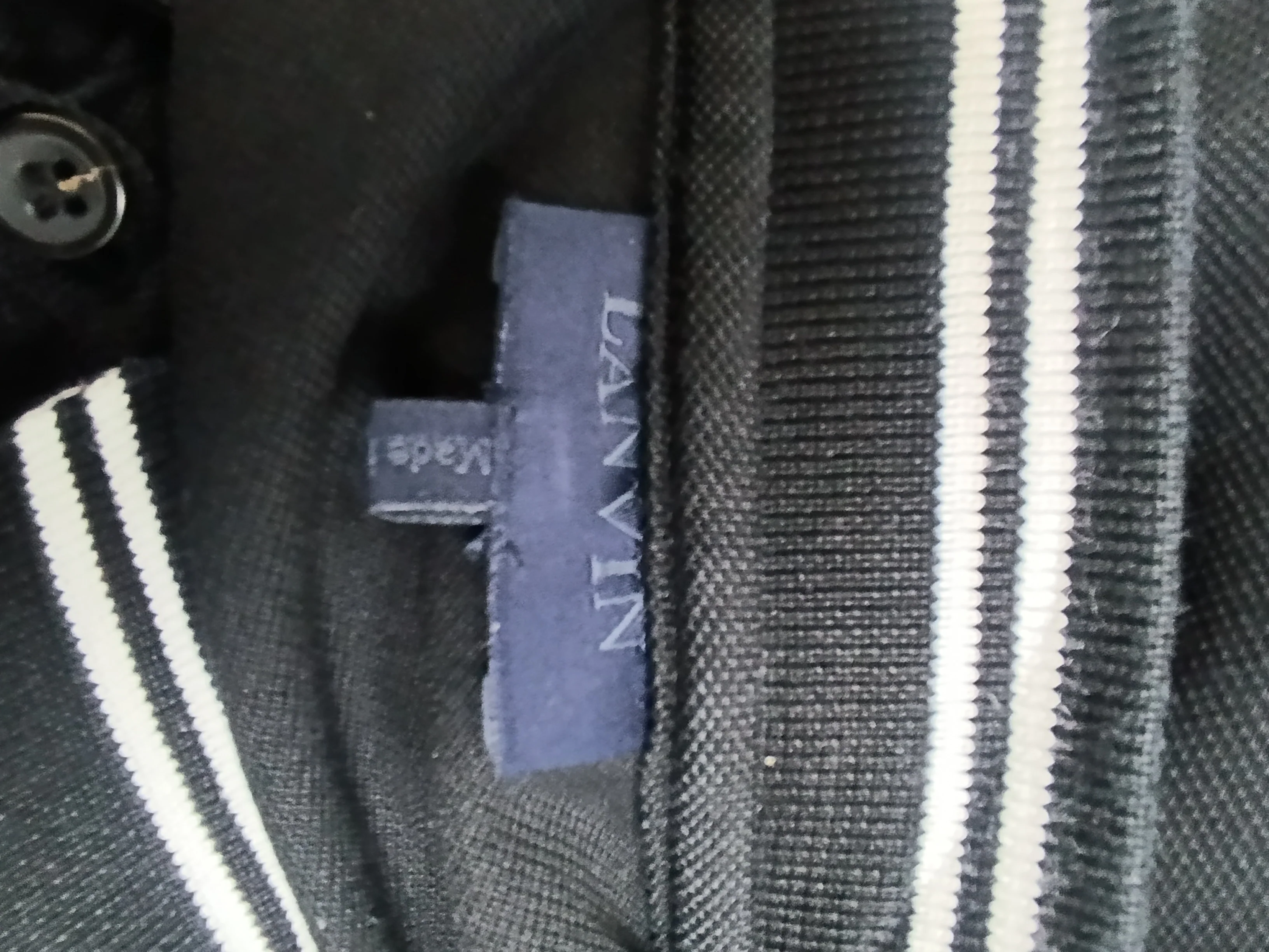 Men's Lanvin Striped Collar Short Sleeve Polo Shirt in Black Cotton - Image 9