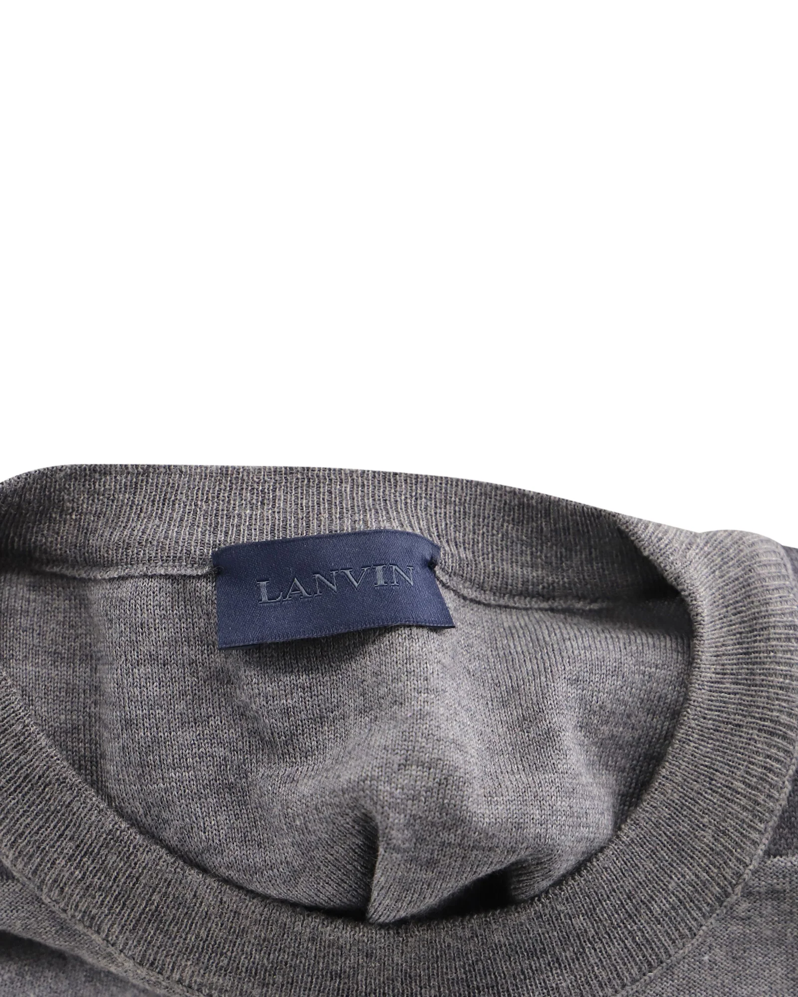 Men's Lanvin Sweater with Epaulettes in Grey Merino Wool - Image 3