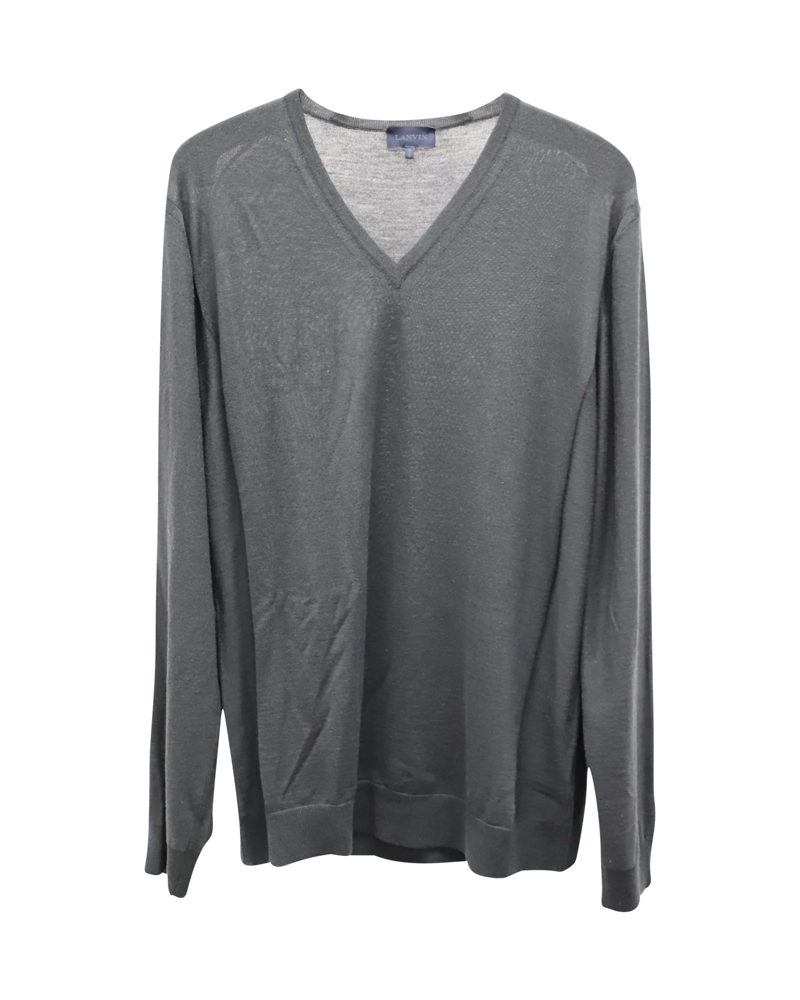 Men's Lanvin V-neck Sweater in Grey Merino Wool