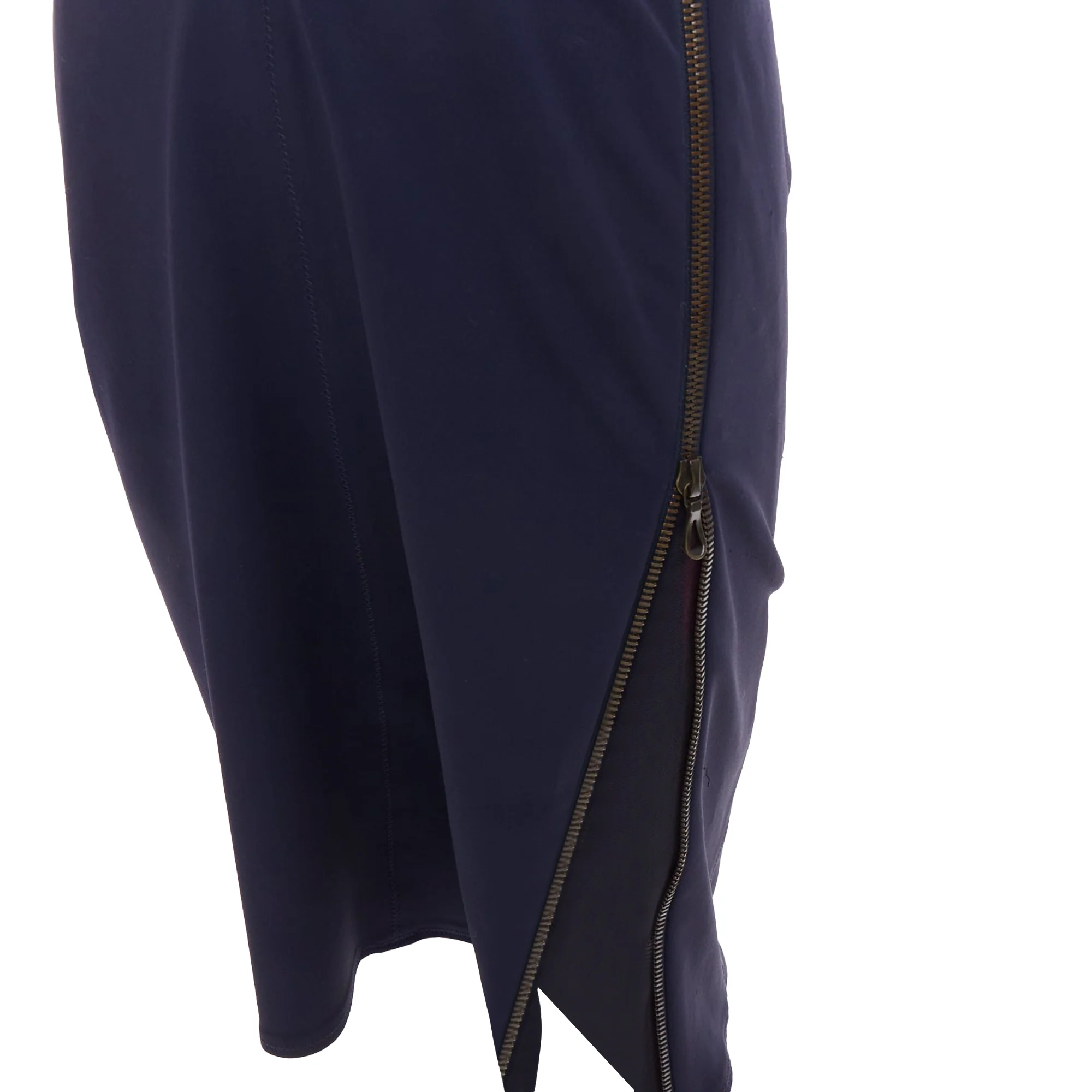Women's LANVIN 2011 Alber Elbaz navy drape V neck side zip side dolman dress FR40 L - Image 2