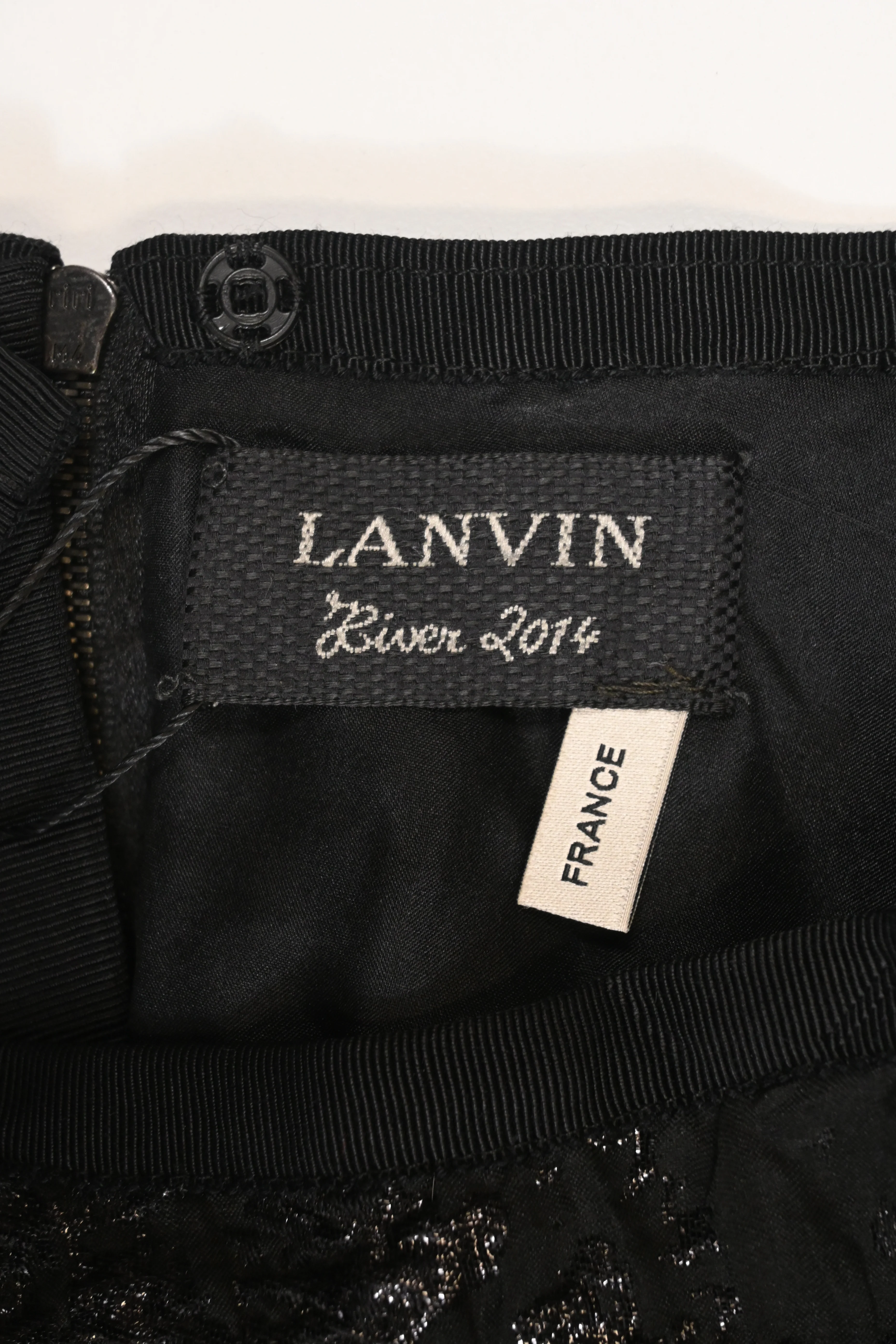 Women's Lanvin A-Line Jacquard Skirt in Black Polyester - Image 8
