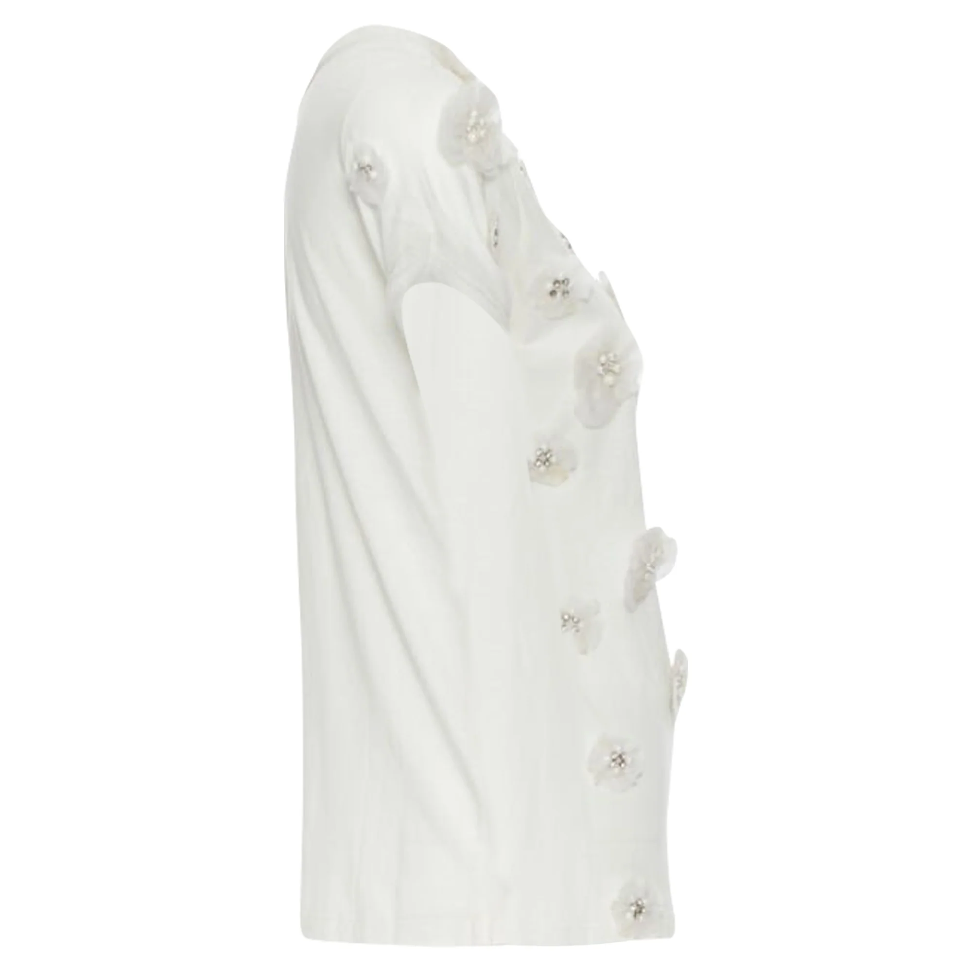 Women's Lanvin Alber Elbaz Collection silk pearl flower t-shirt - Image 4