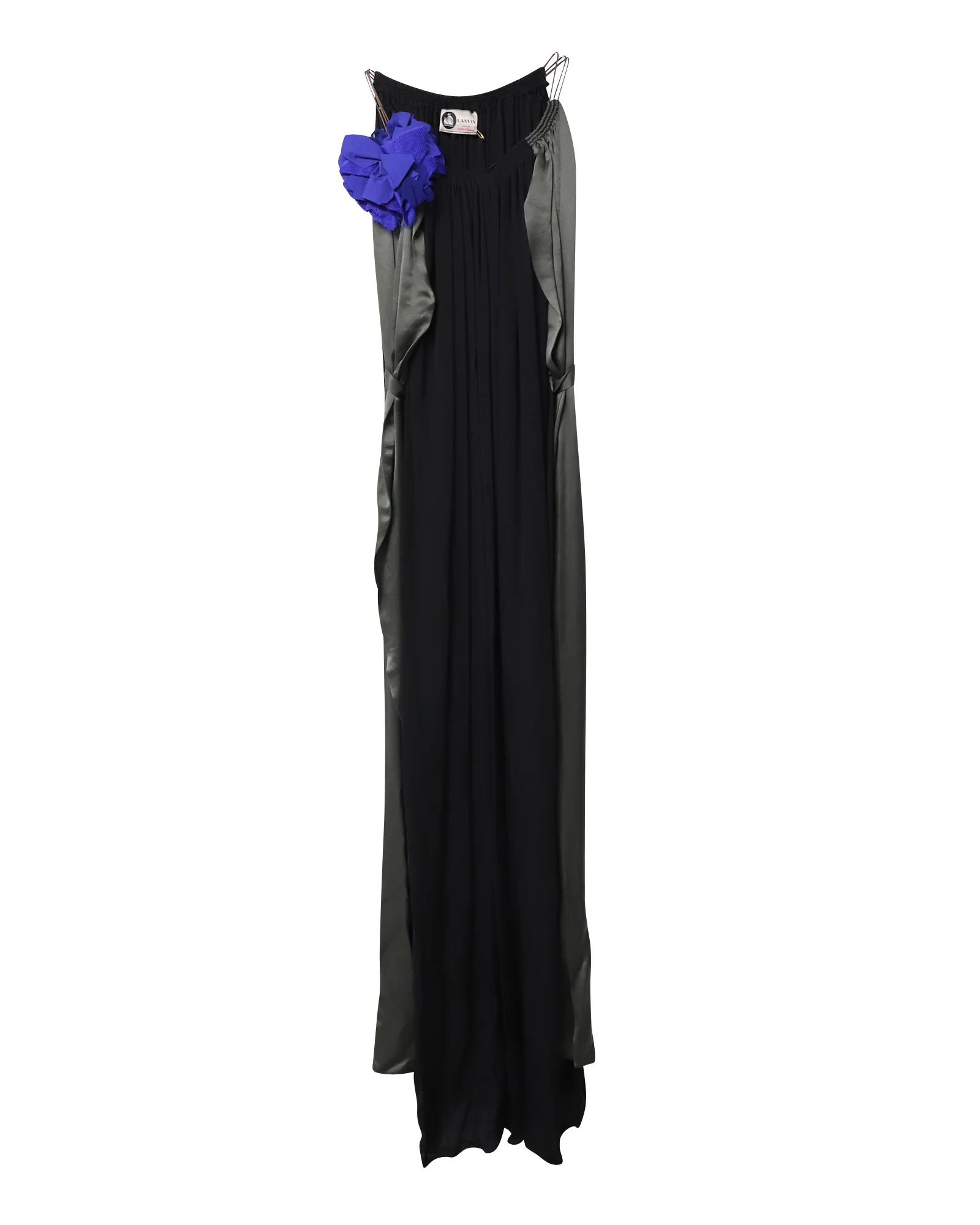 Women's Lanvin Flower Applique Evening Dress in Black Silk - Image 5