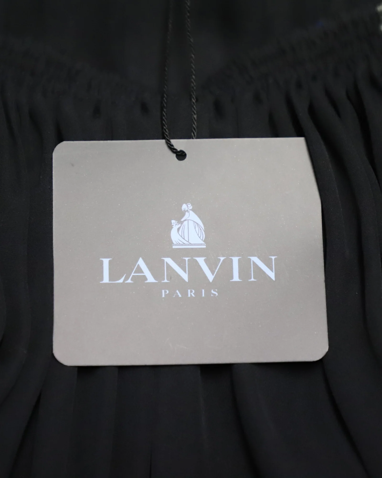 Women's Lanvin Flower Applique Evening Dress in Black Silk - Image 8