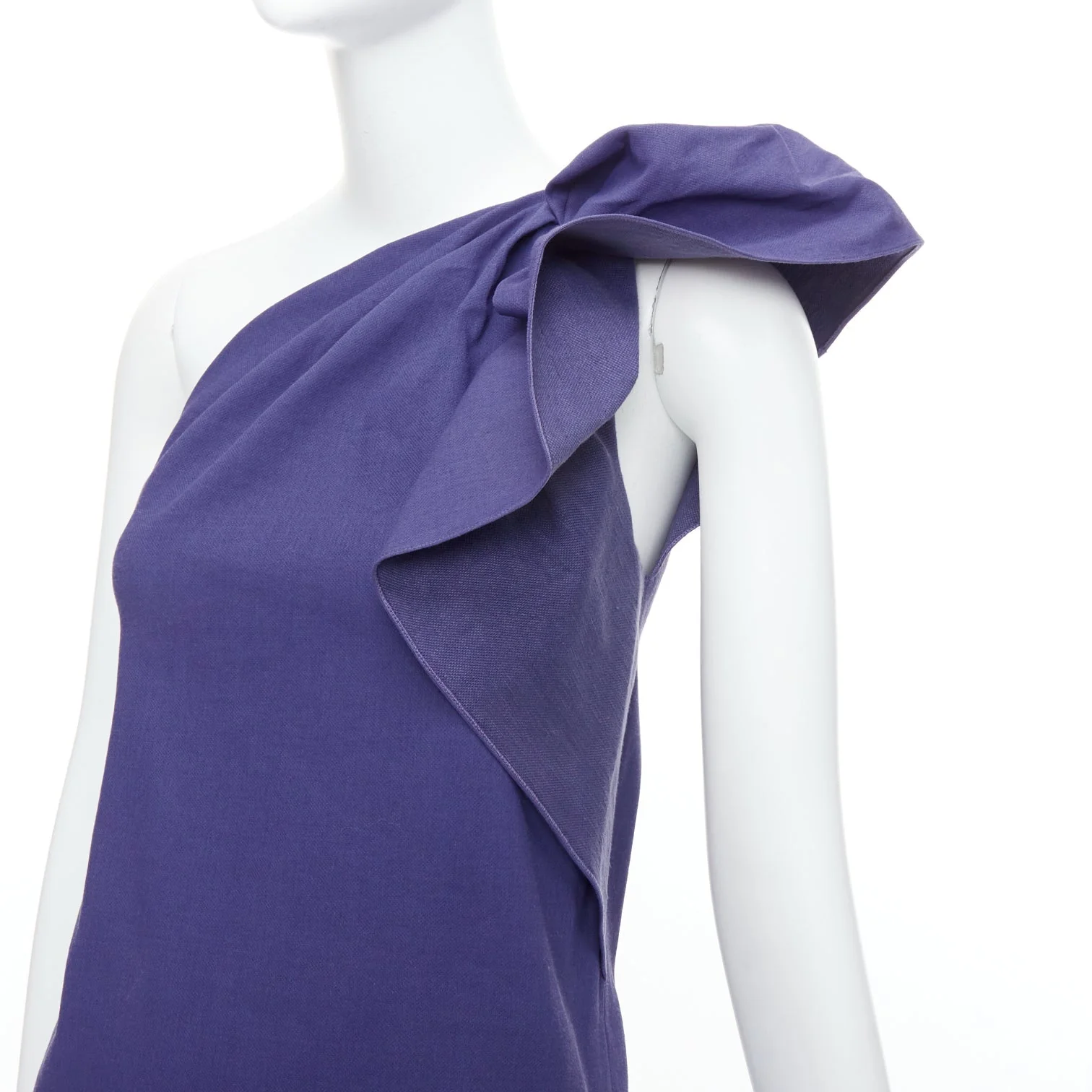 Women's Lanvin linen one shoulder ruffle dress - Image 8
