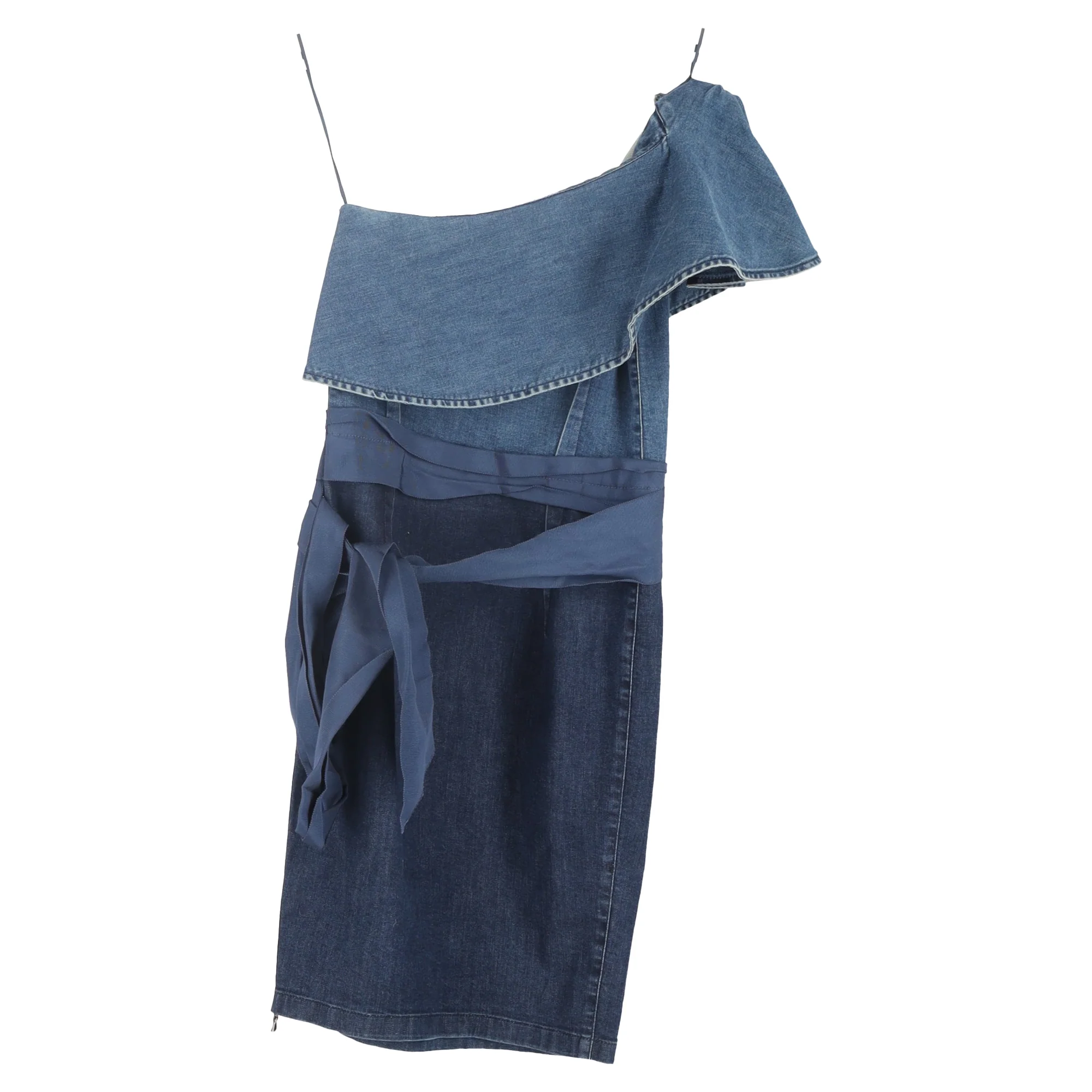 Women's Lanvin One Shoulder Mini Dress in Blue Denim - Image 2