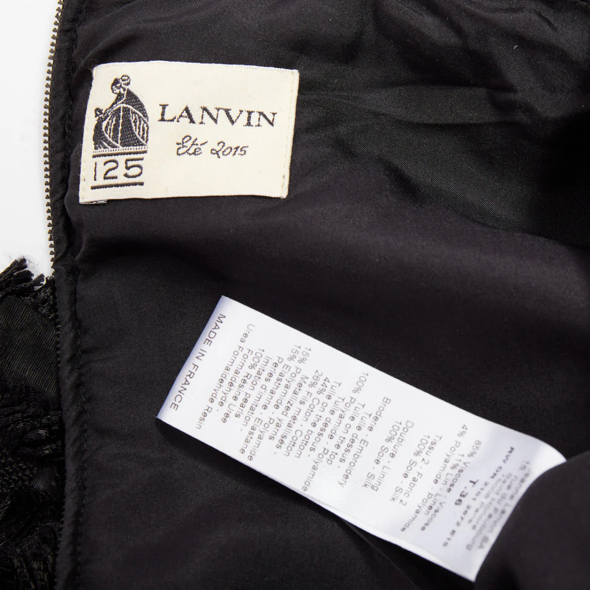 Women's Lanvin pearl mesh embellished eyelash fringe silk lined dress - Image 8