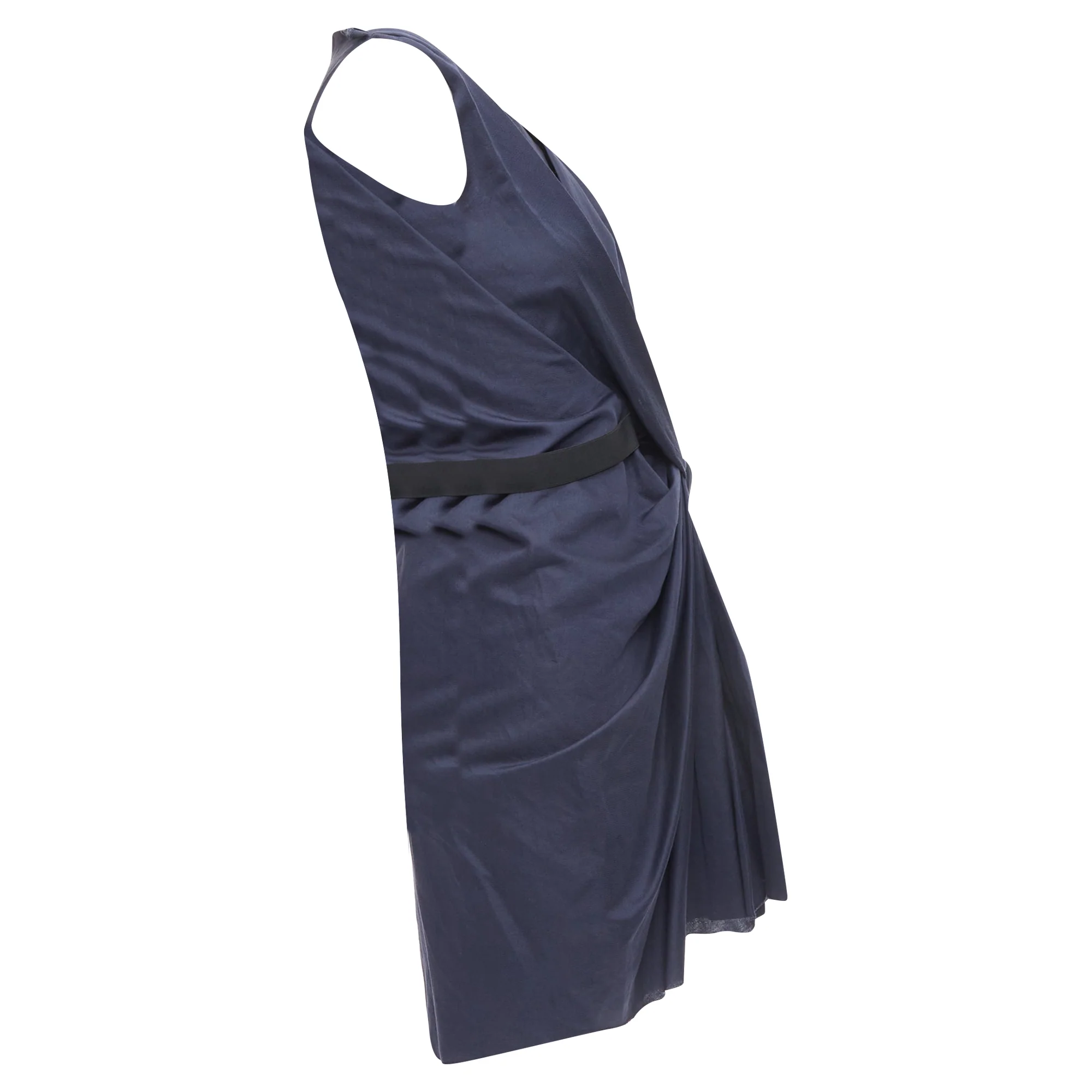 Women's Lanvin ramie cotton drape belted mini dress - Image 4