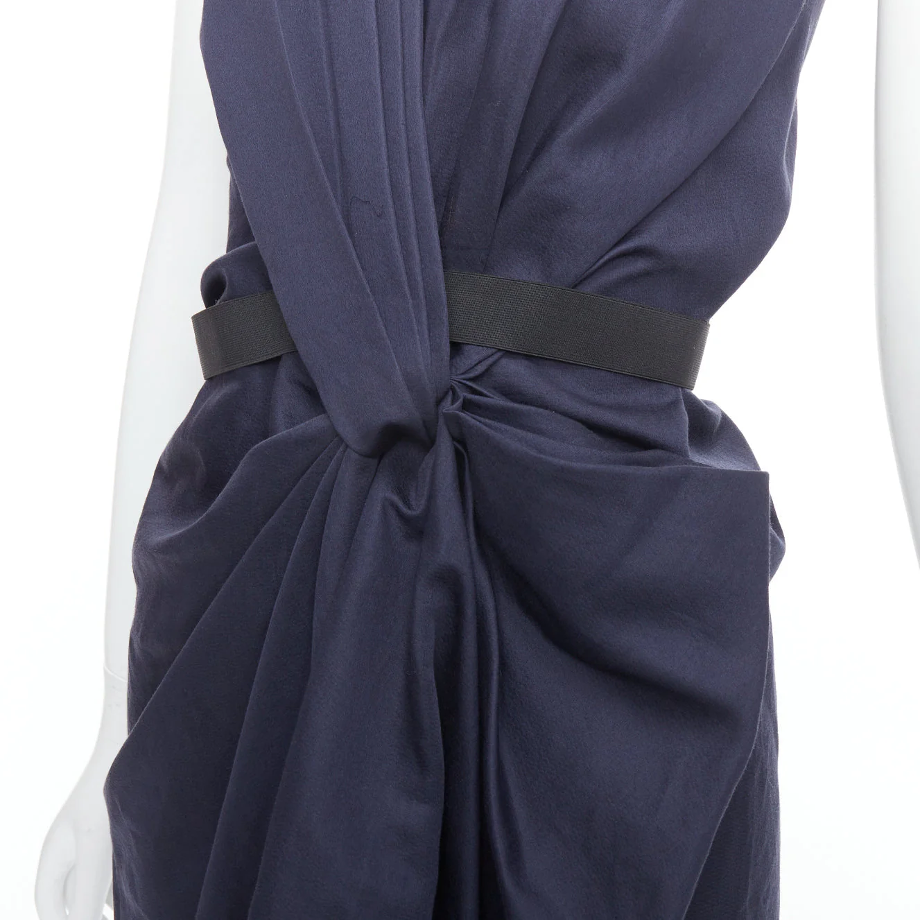Women's Lanvin ramie cotton drape belted mini dress - Image 8