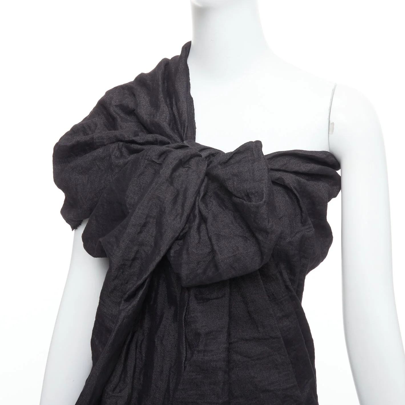 Women's Lanvin ramie metal blend one shoulder bow mini dress - Image 8
