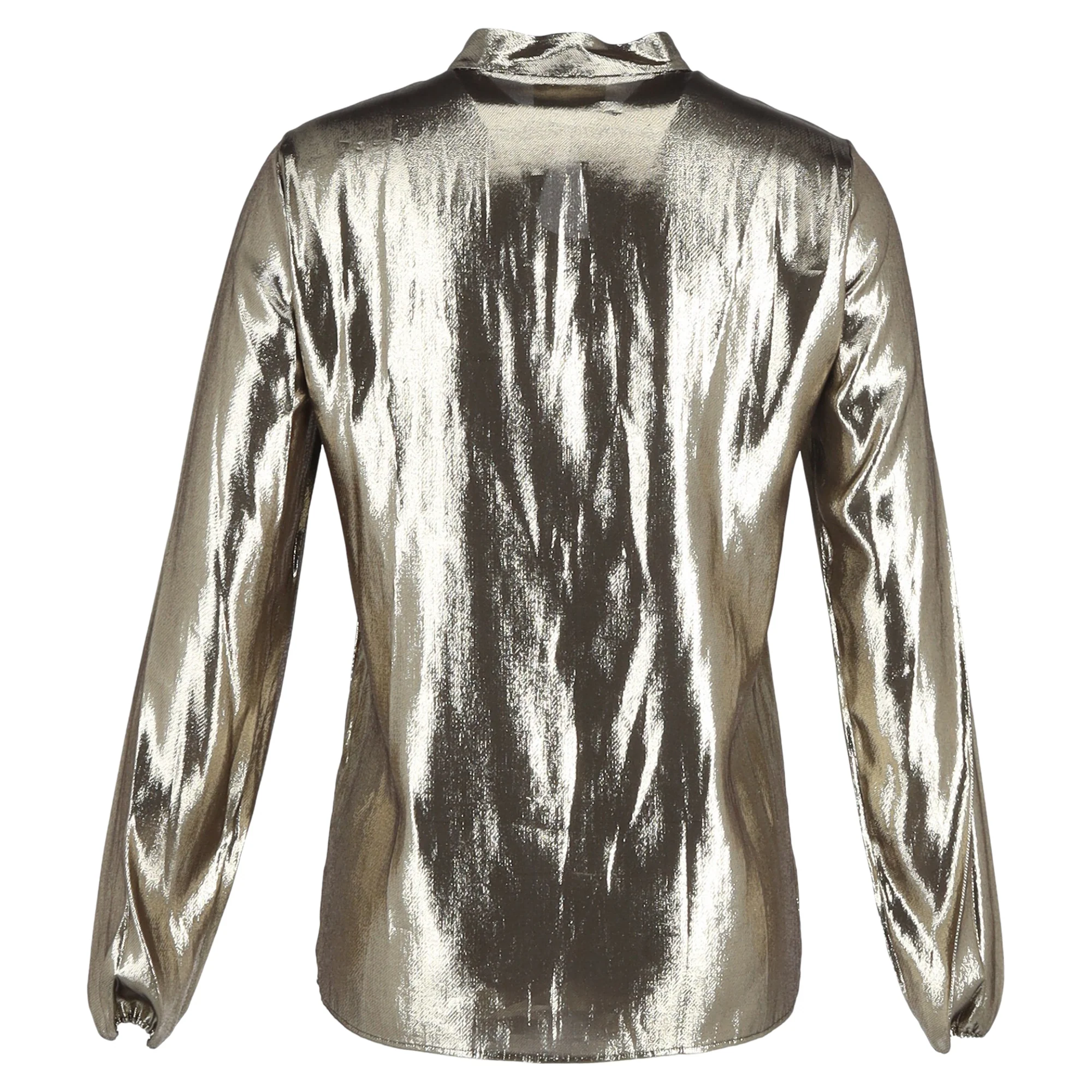 Women's Lanvin Teardrop Lamé Blouse in Gold Silk - Image 3