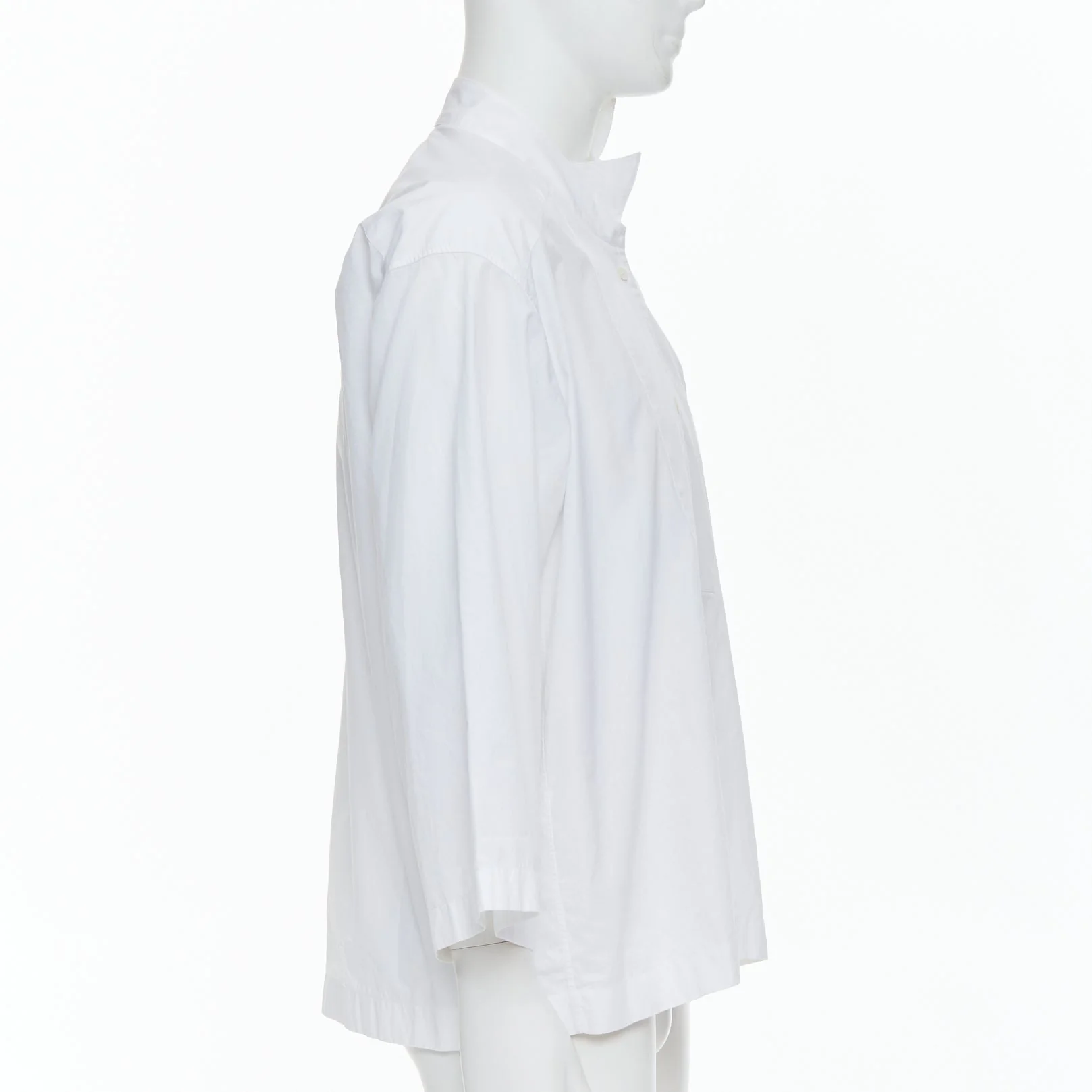 Women's Loewe Cotton Asymmetric Collar Cropped Sleeve Boxy Shirt - Image 4