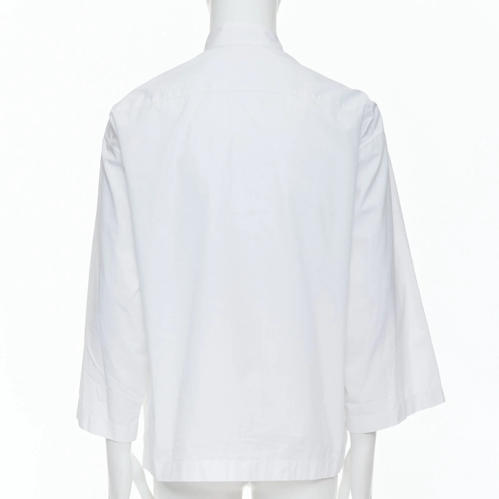 Women's Loewe Cotton Asymmetric Collar Cropped Sleeve Boxy Shirt - Image 5