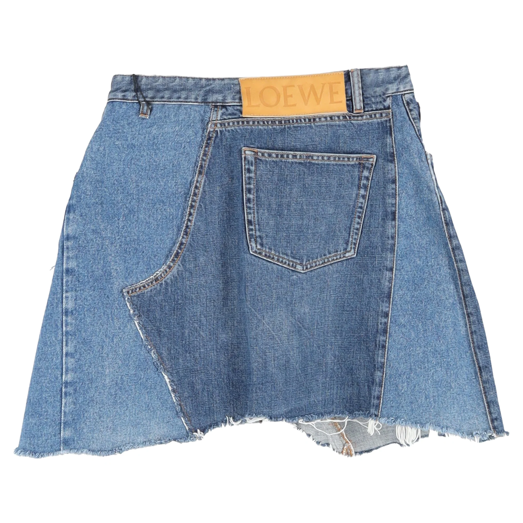 Women's Loewe Patchwork Denim Skirt in Blue Cotton - Image 2