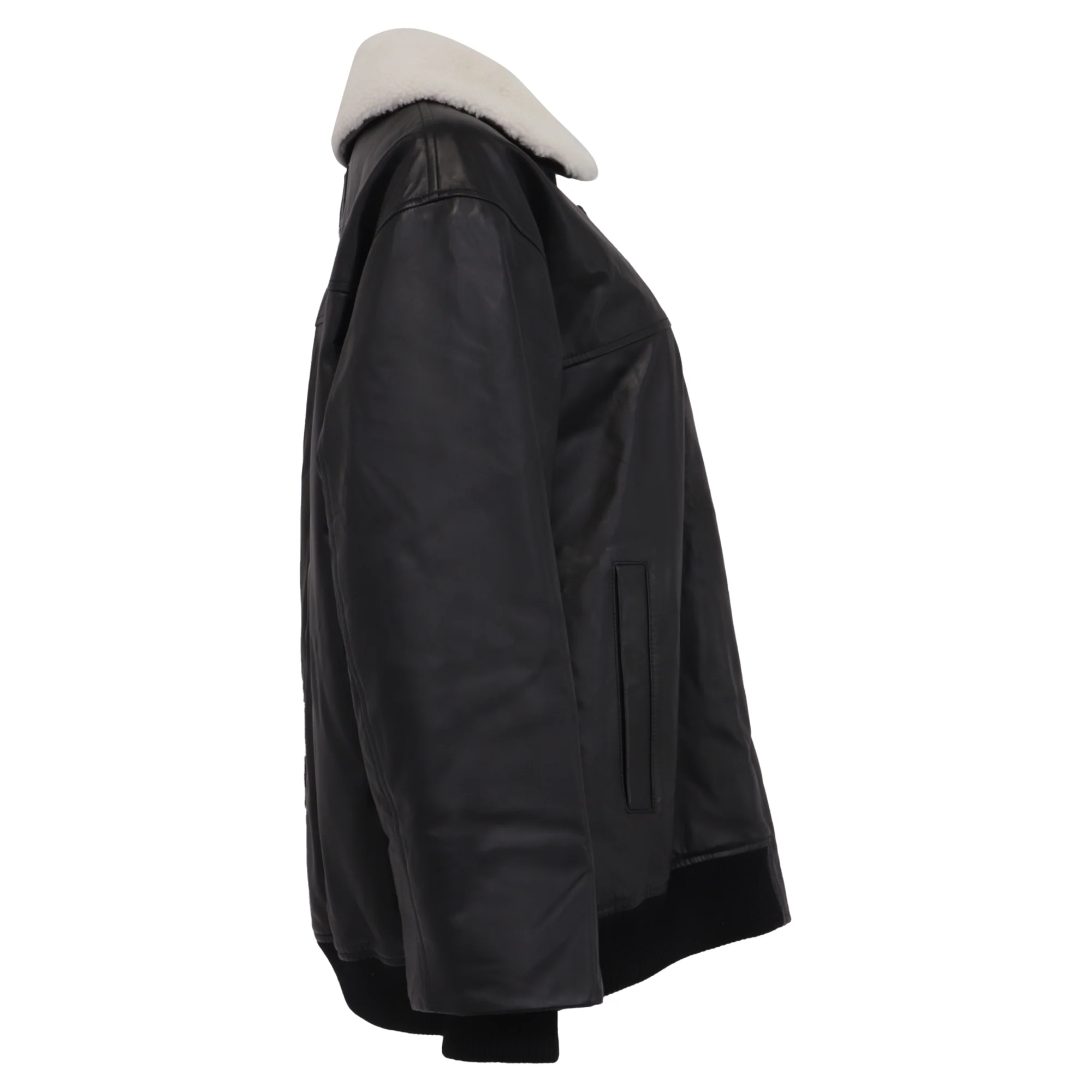 Women's Loewe Sheared Collar Bomber Jacket in Lambskin Leather - Image 3