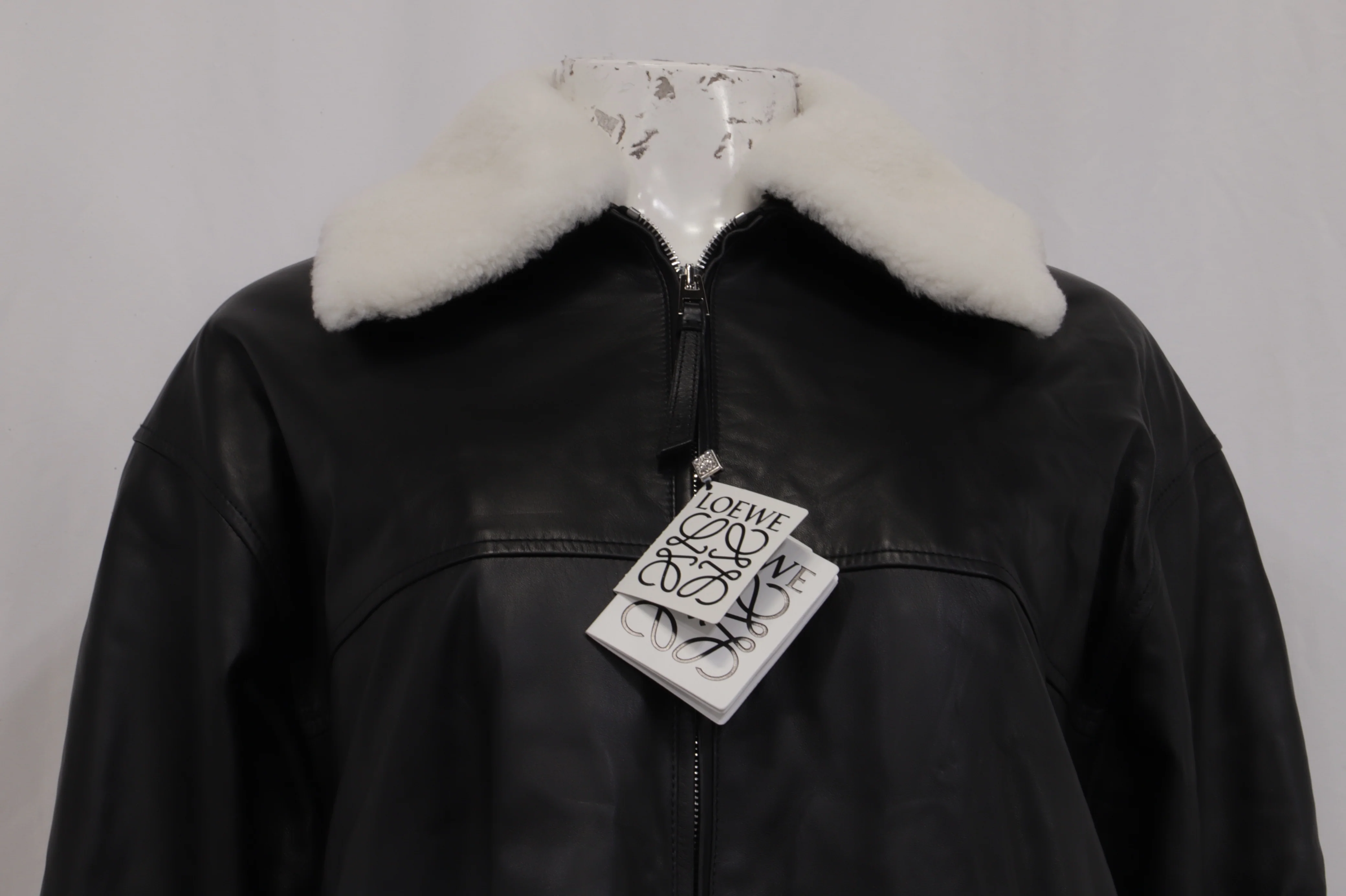Women's Loewe Sheared Collar Bomber Jacket in Lambskin Leather - Image 9