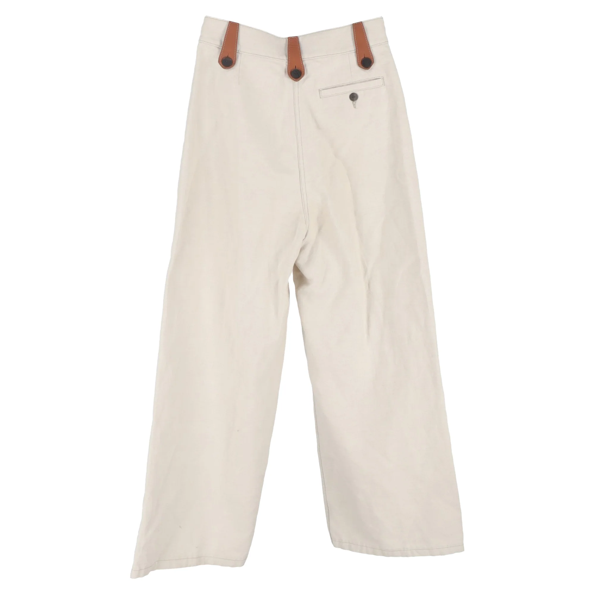 Women's  Loewe Wide-Leg Trousers in Cream Cotton - Image 2