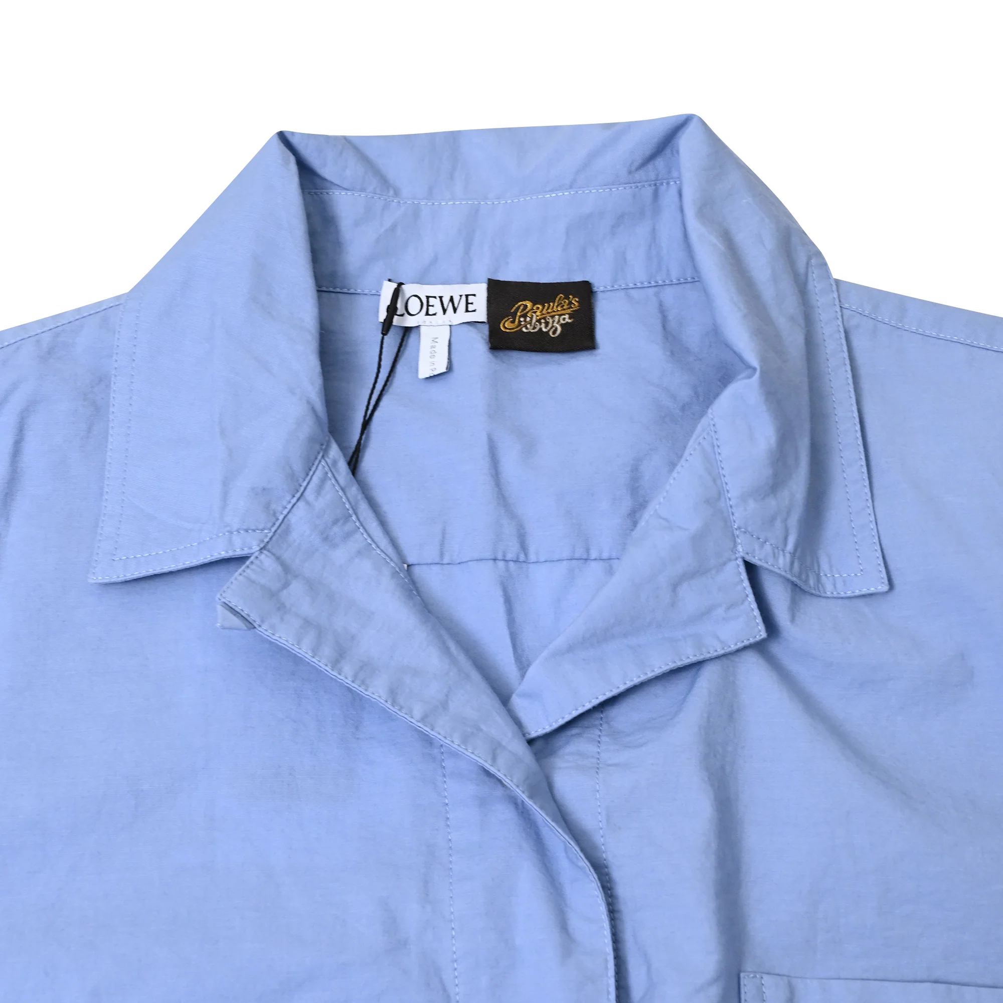 Women's Loewe x Paula's Ibiza Embroidered Shirt in Light Blue Cotton - Image 4