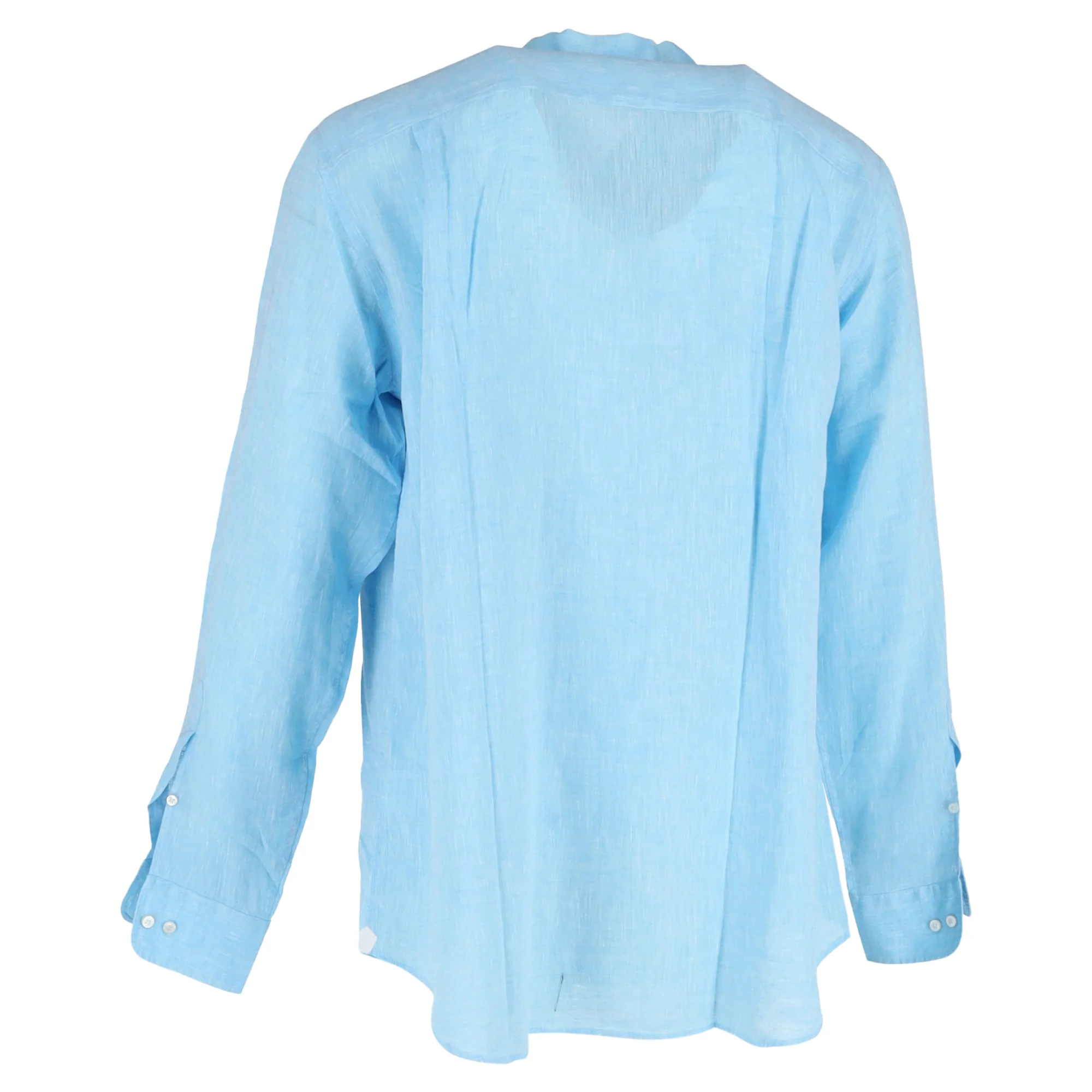 Men's Loro Piana Andre Long Sleeve Shirt in Blue Linen - Image 3