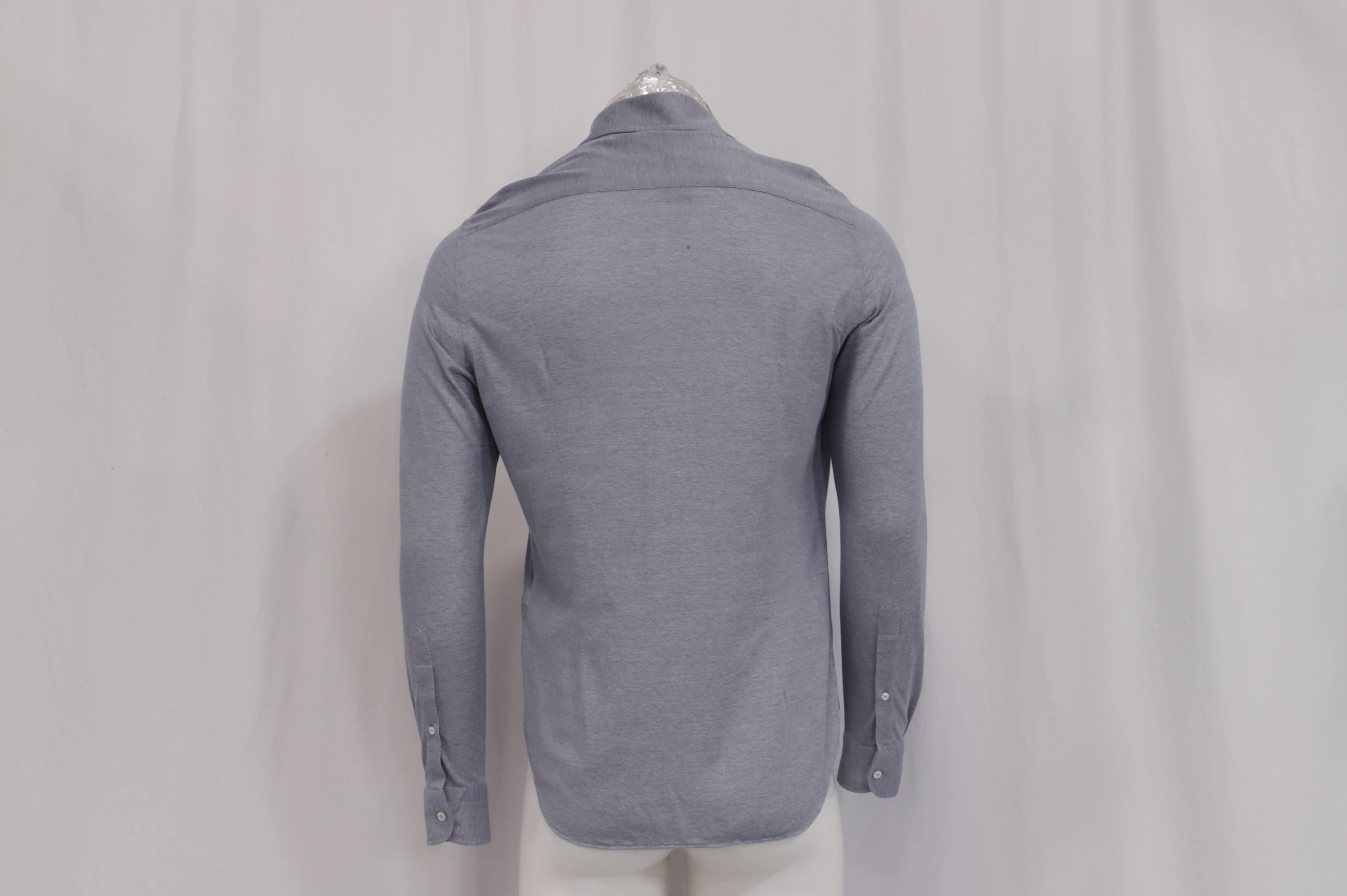 Men's Loro Piana Button-Down Long Sleeve Shirt in Grey Cotton - Image 10