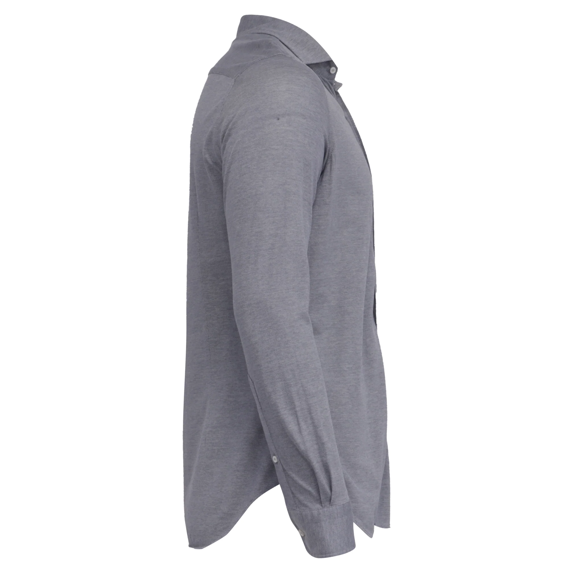 Men's Loro Piana Button-Down Long Sleeve Shirt in Grey Cotton - Image 3