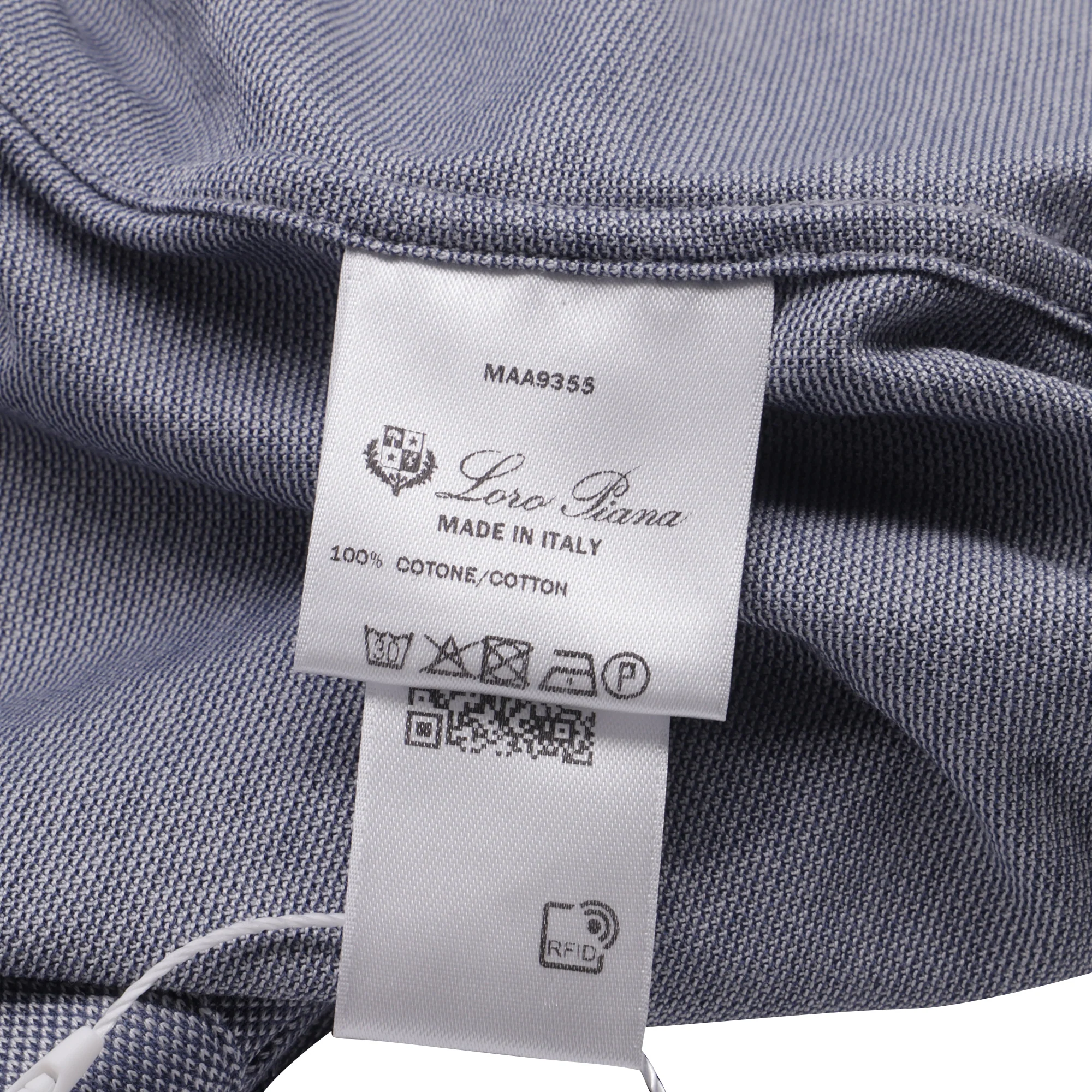Men's Loro Piana Button-Down Long Sleeve Shirt in Grey Cotton - Image 6