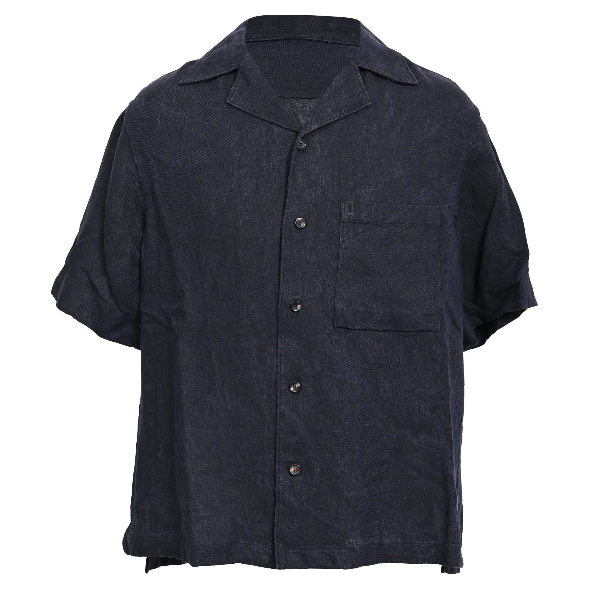 Men's Loro Piana Button-Down Shirt in Navy Blue Linen