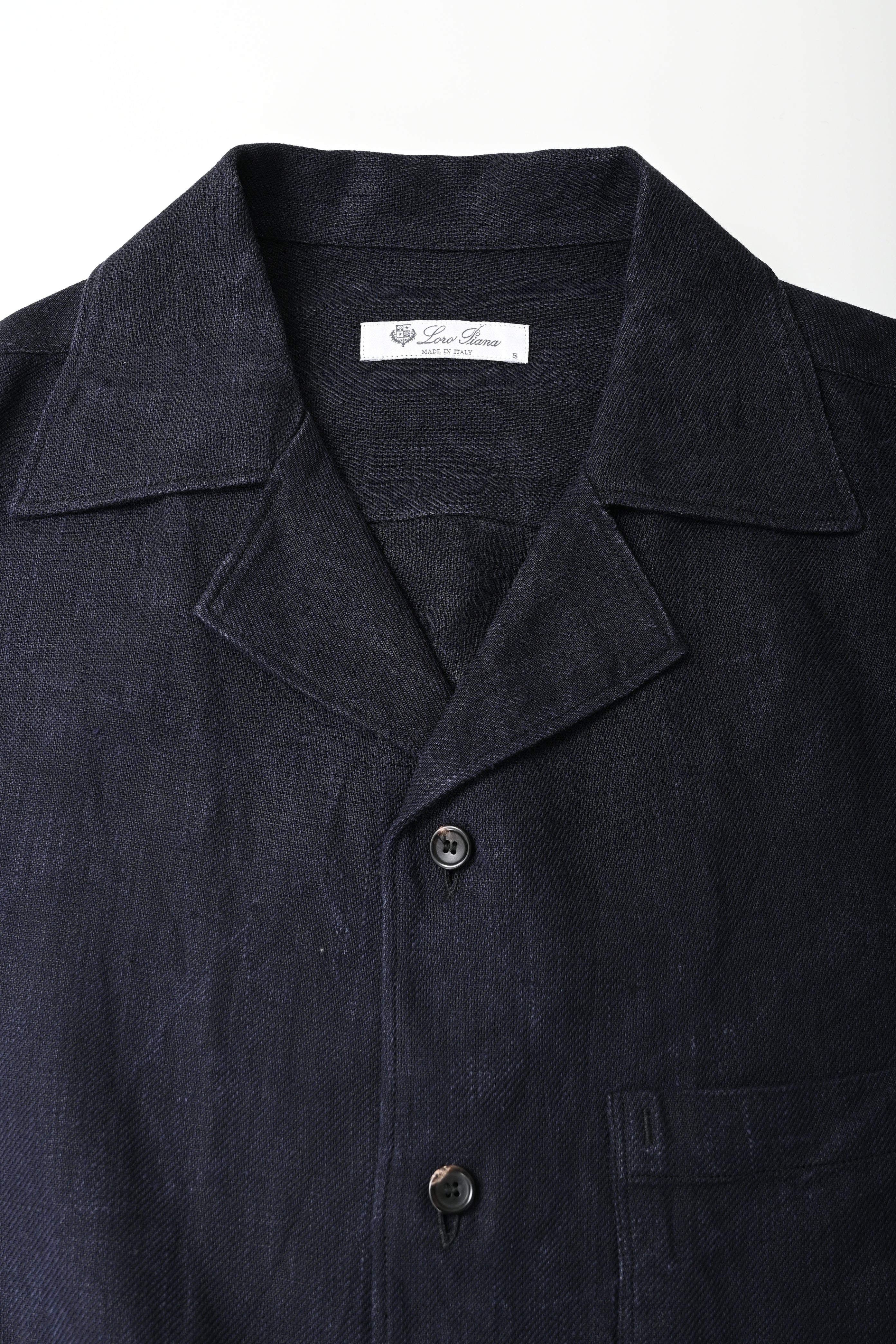 Men's Loro Piana Button-Down Shirt in Navy Blue Linen - Image 10