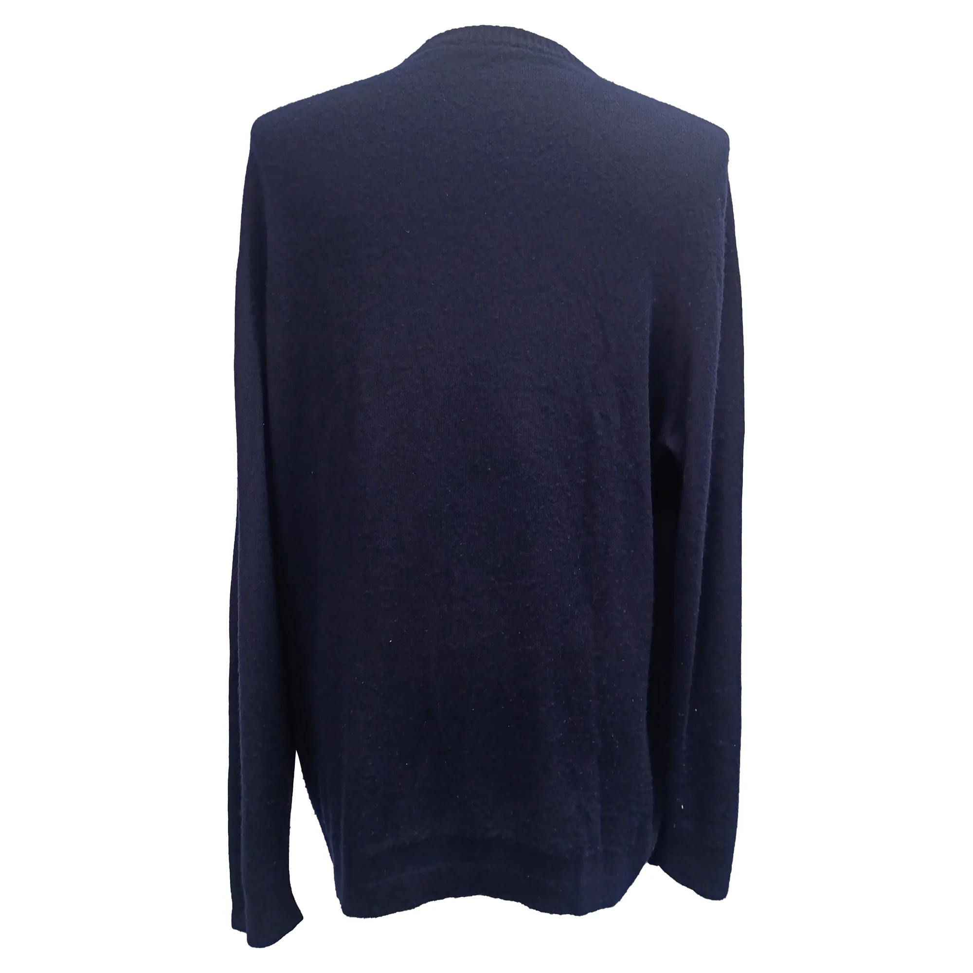 Men's Loro Piana Knitted Round Neck Sweater in Navy Blue Cashmere - Image 3