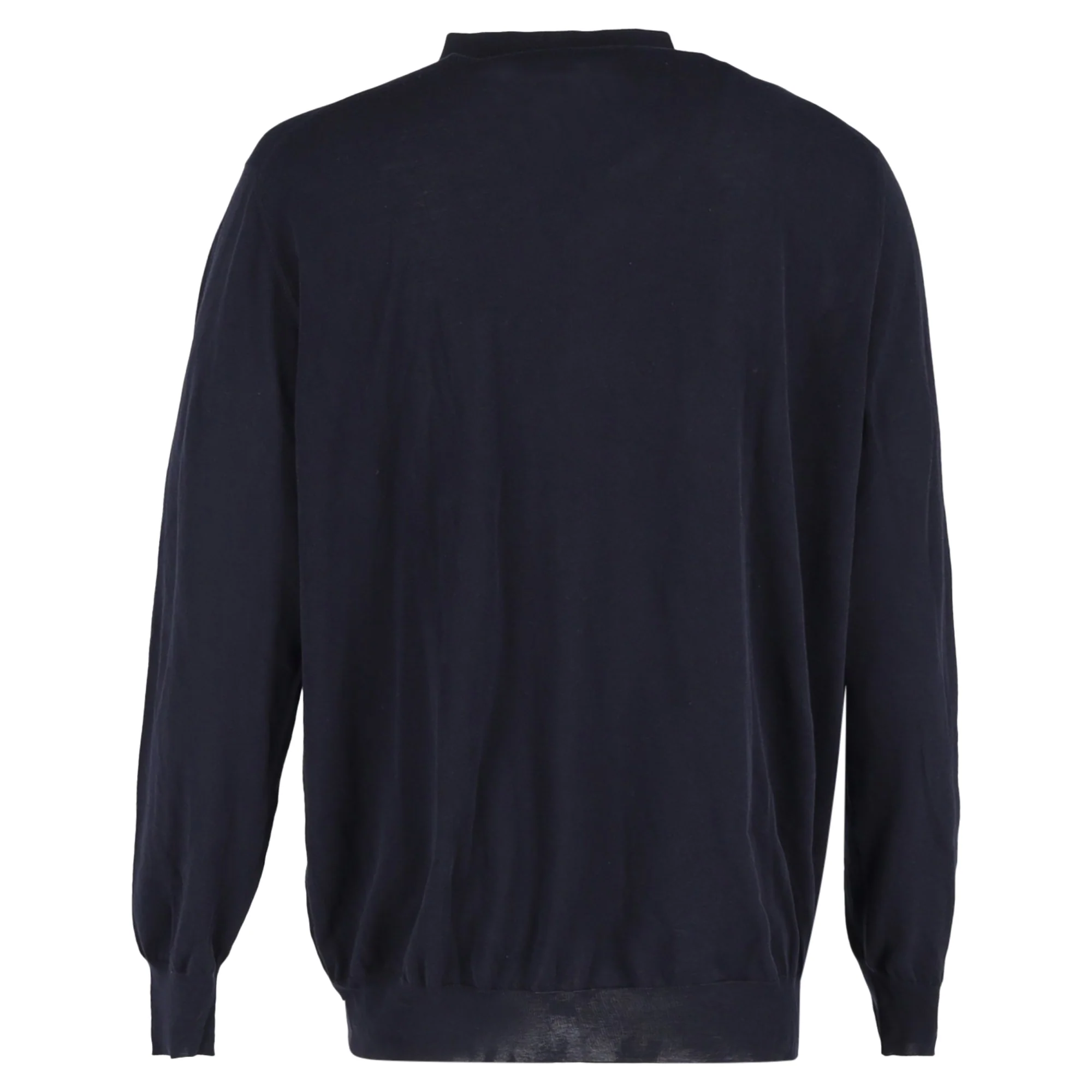 Men's Loro Piana Long Sleeve Polo Shirt in Navy Blue Wool - Image 3