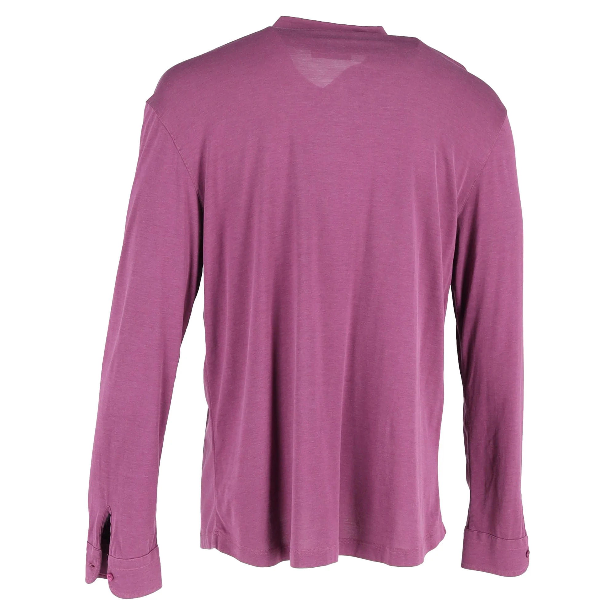 Men's Loro Piana Long Sleeve Polo Shirt in Purple Cotton - Image 3