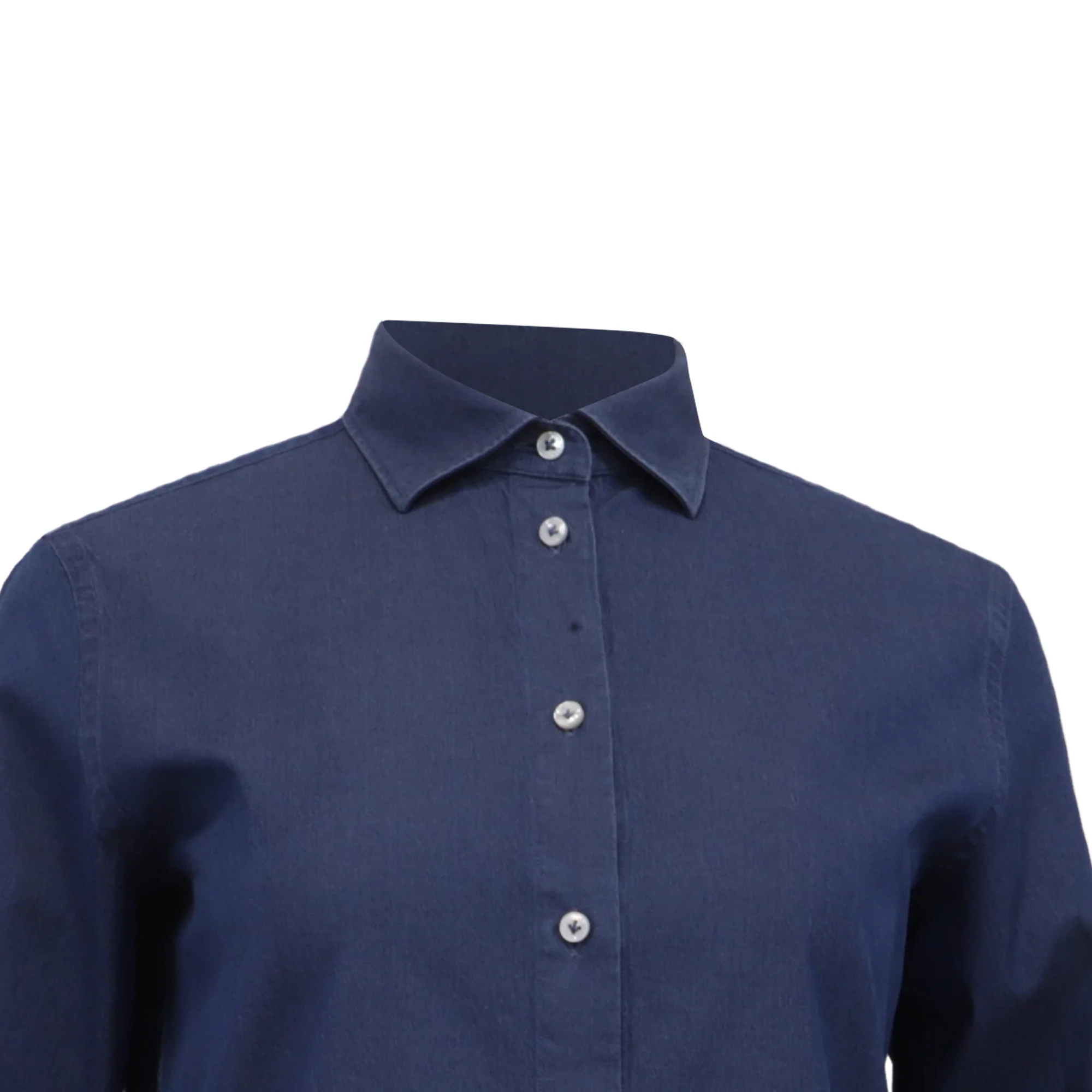 Women's Loro Piana Button-Down Denim Shirt in Blue Cotton - Image 2