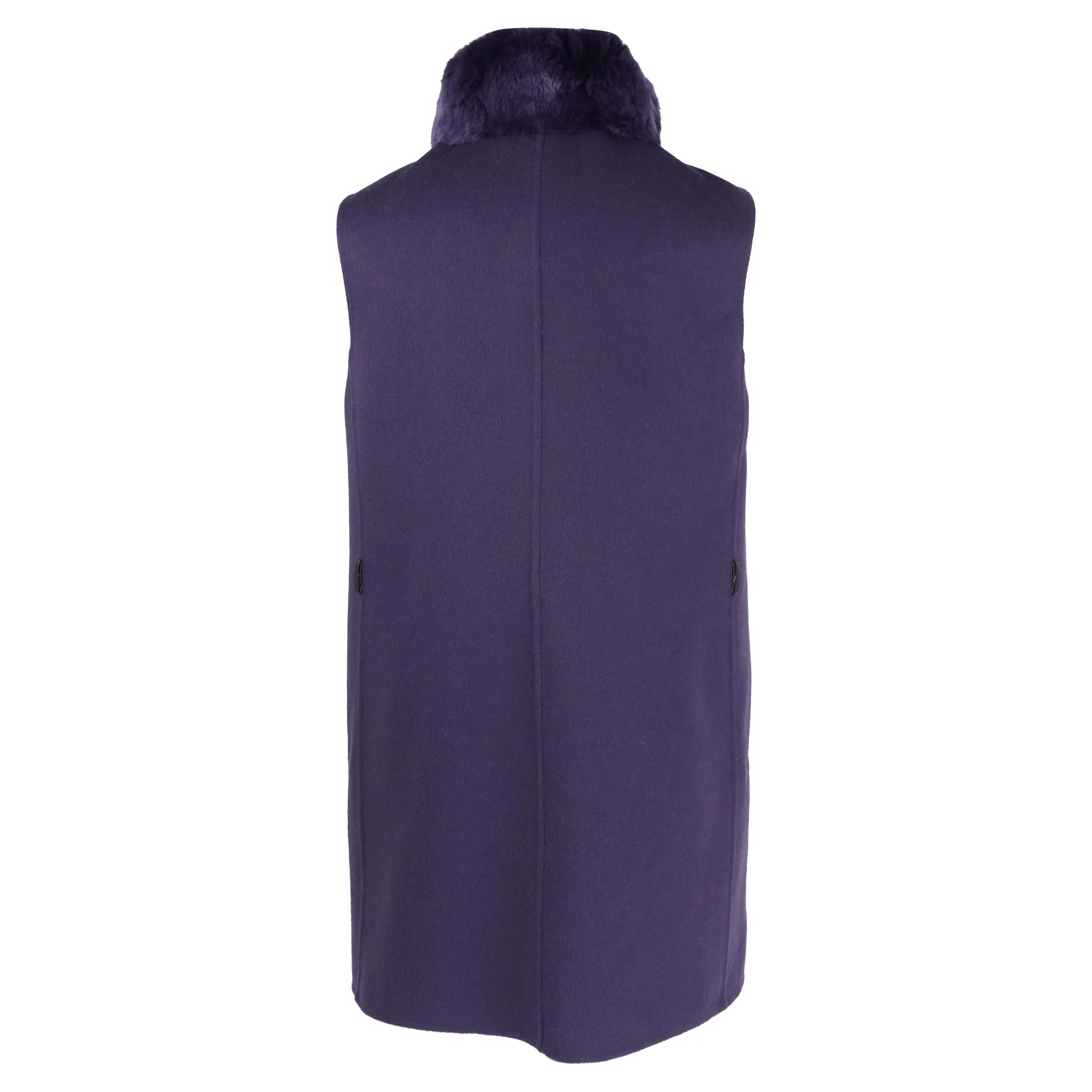 Women's Loro Piana Purple Cashmere Vest with Fur Collar - Image 2
