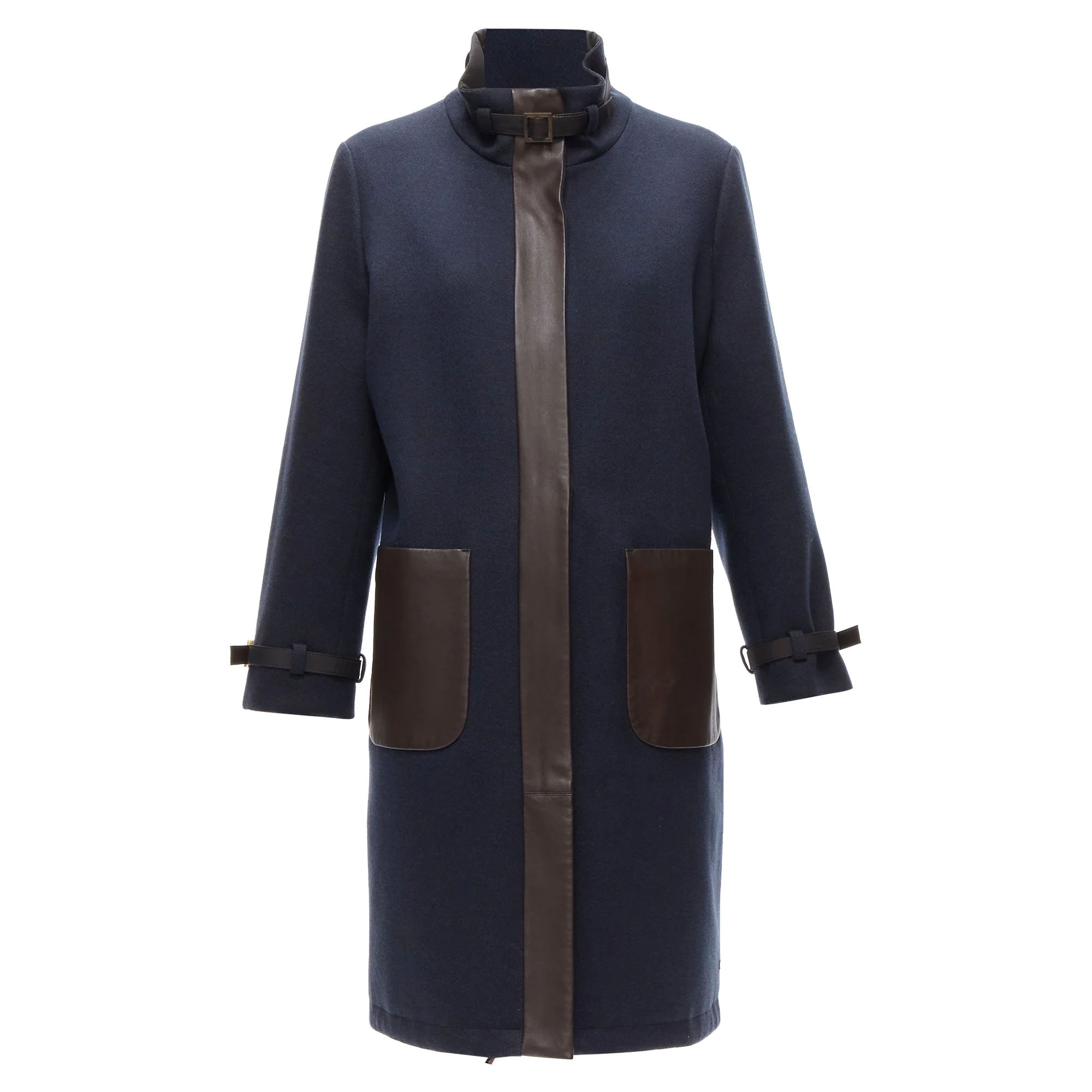 Women's Loro Piana Storm System Reversible Cashmere Wool Leather Trimmed Coat
