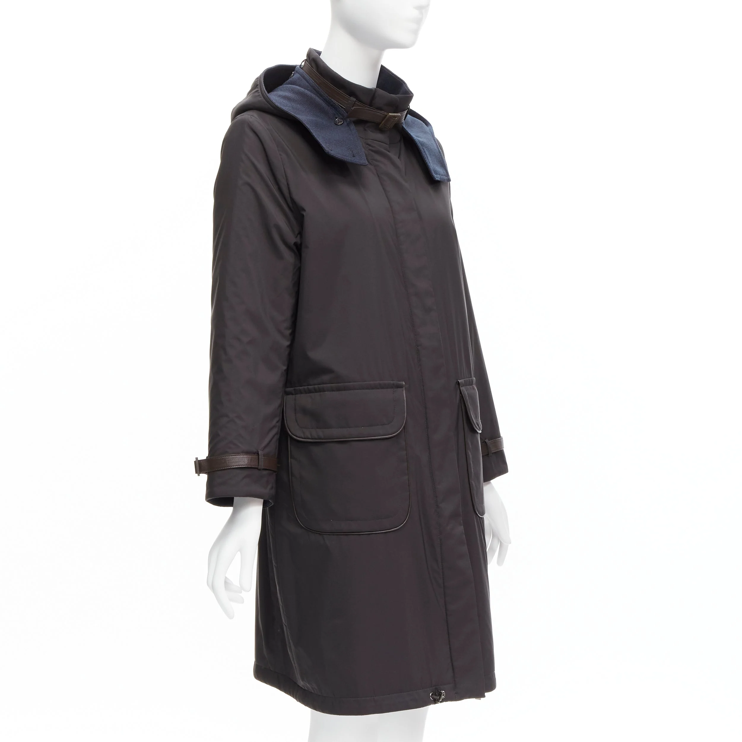 Women's Loro Piana Storm System Reversible Cashmere Wool Leather Trimmed Coat - Image 10
