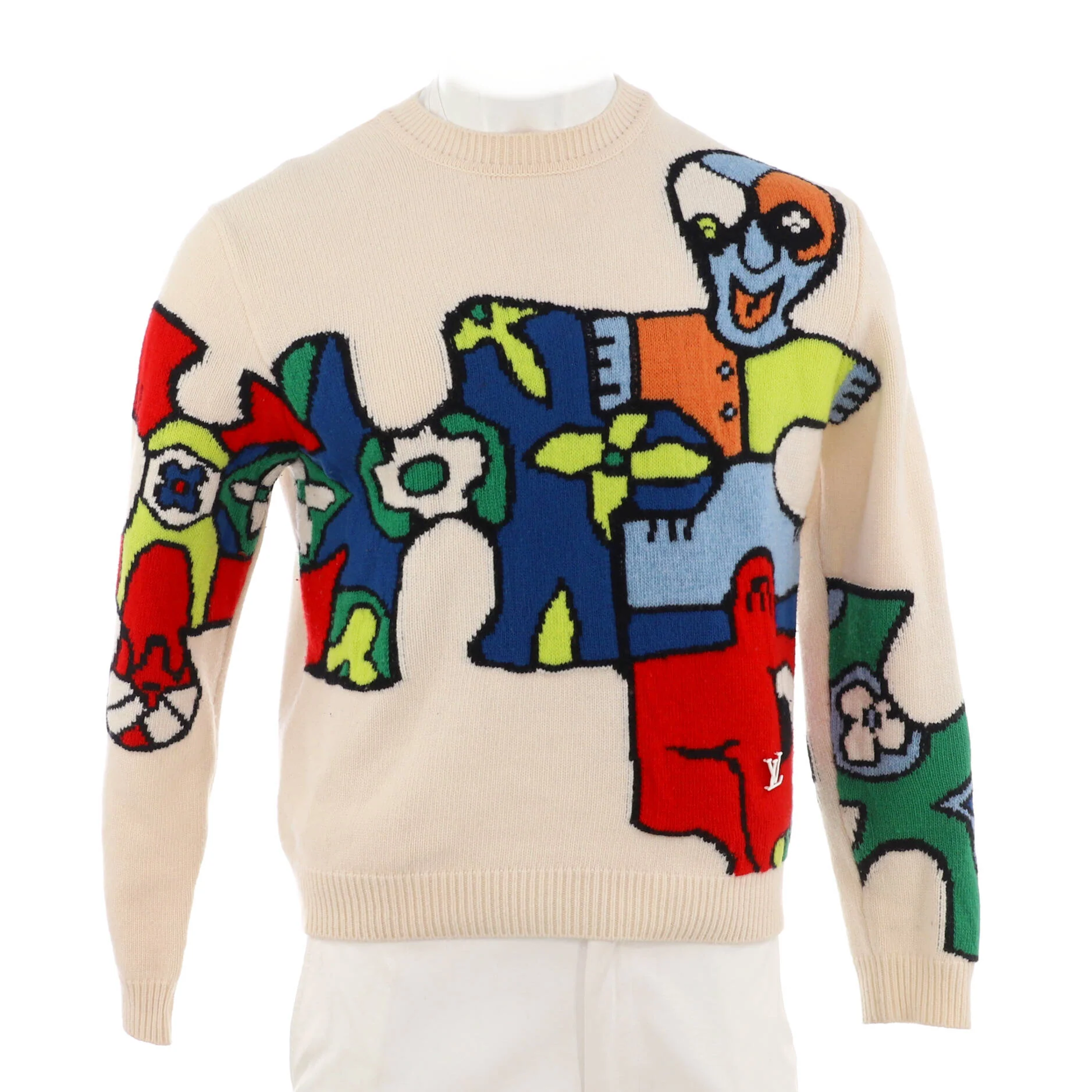 Men's Puzzle Crewneck Sweater Printed Wool