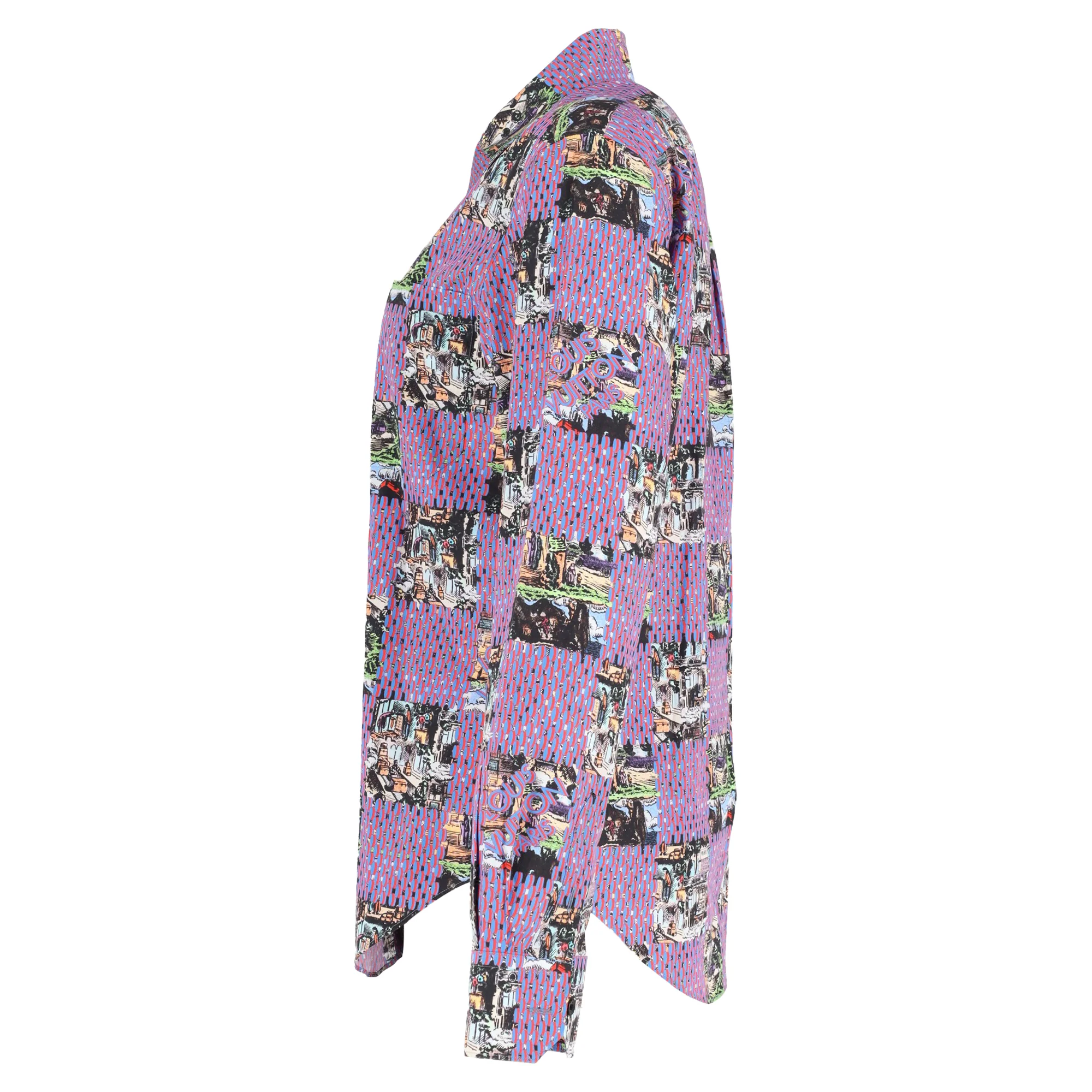 Women's Louis Vuitton Damier Motif Shirt in Purple Cotton - Image 2