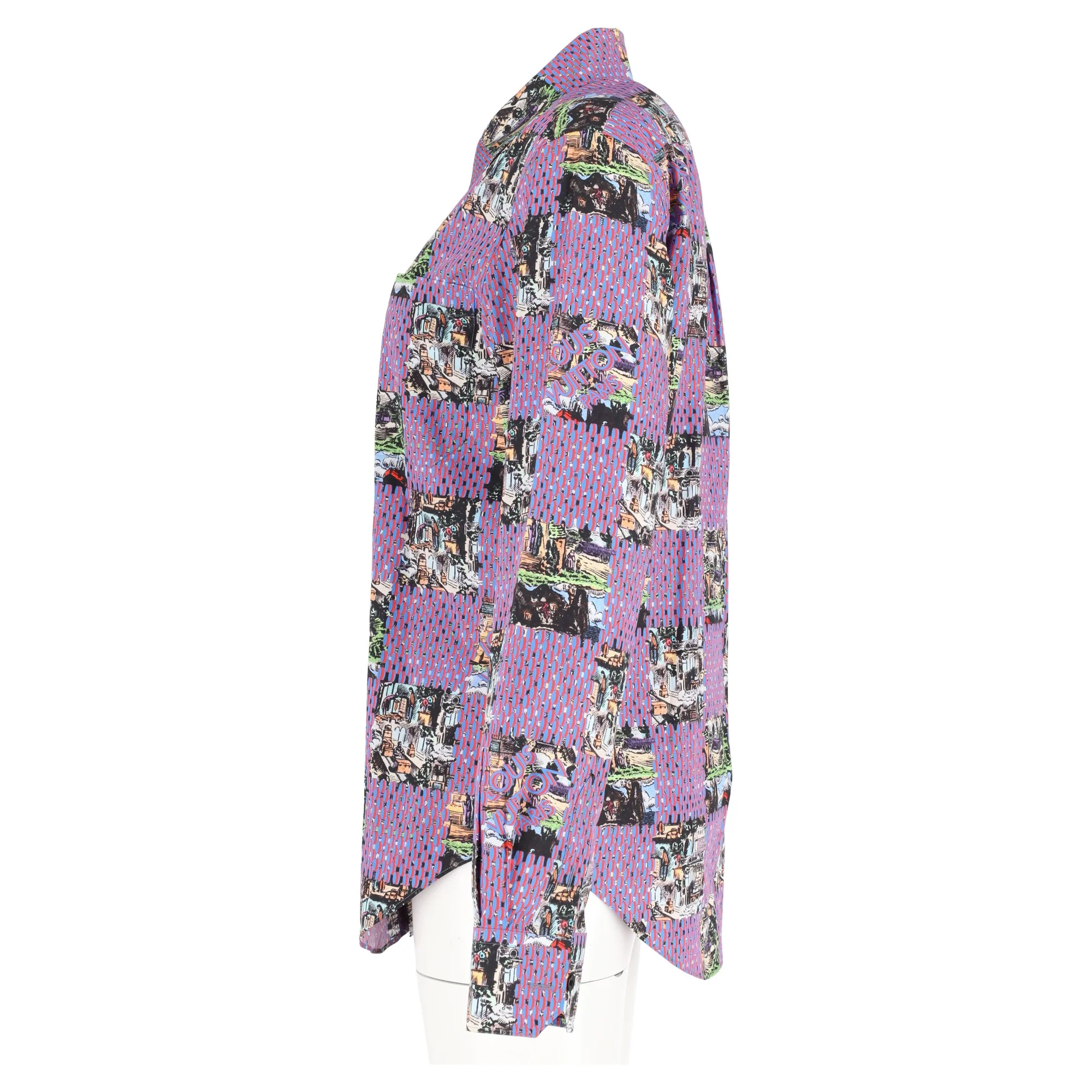 Women's Louis Vuitton Damier Motif Shirt in Purple Cotton - Image 5
