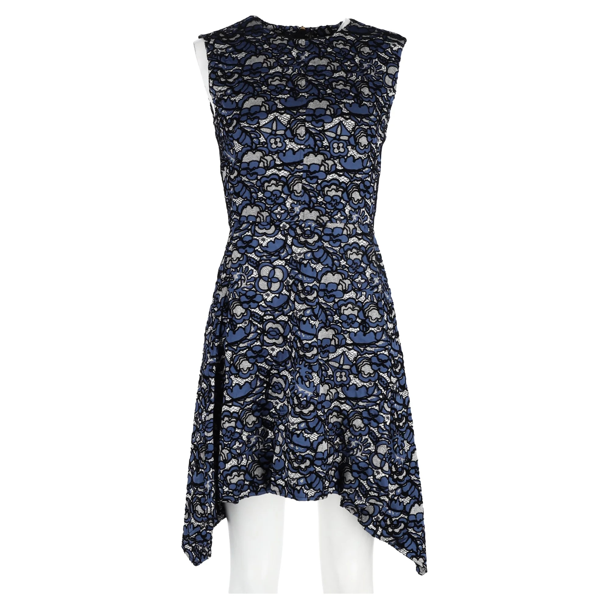 Women's Louis Vuitton Lace Pattern Dress in Blue Silk - Image 4